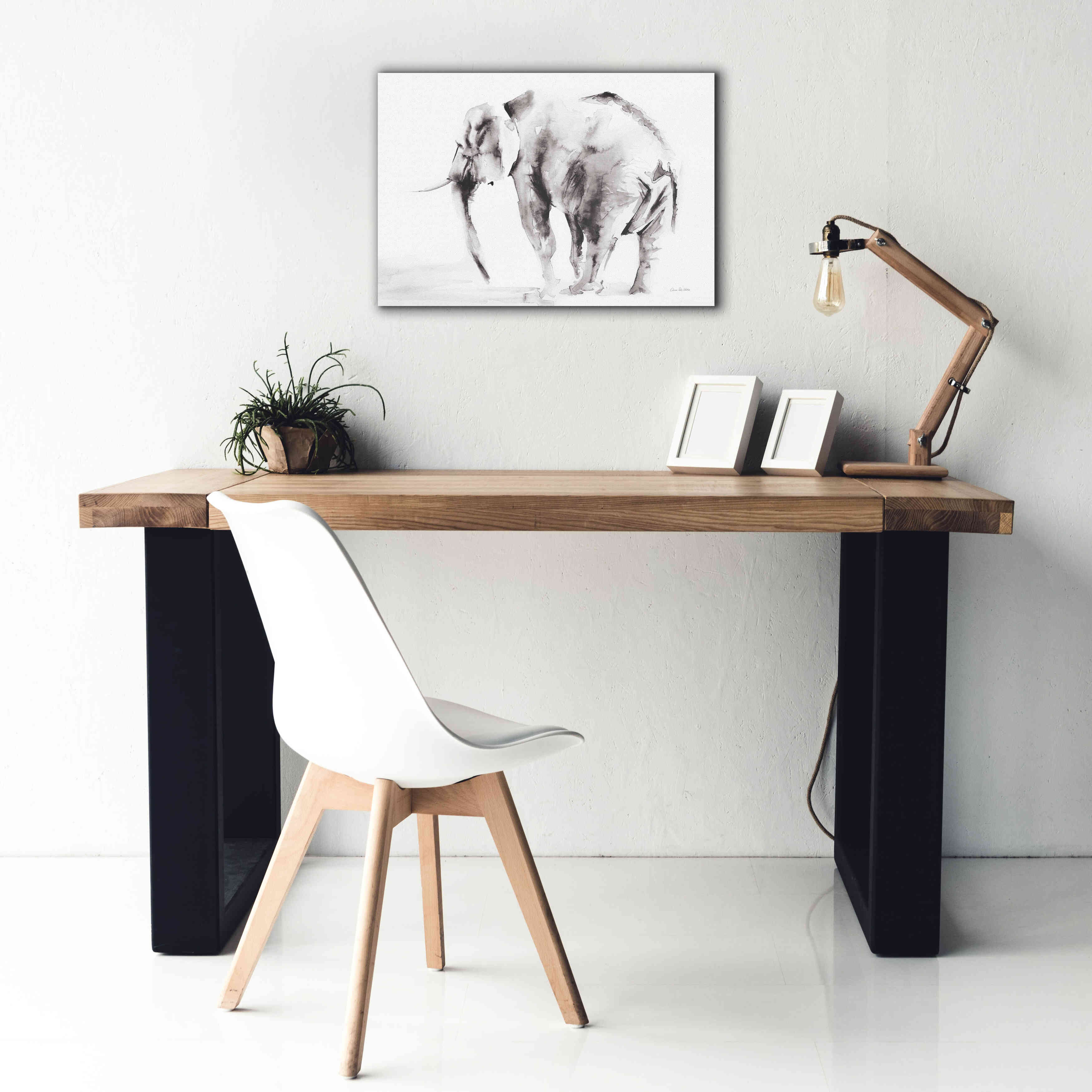 'Lone Elephant Gray' by Alan Majchrowicz, Giclee Canvas Wall Art,26x18