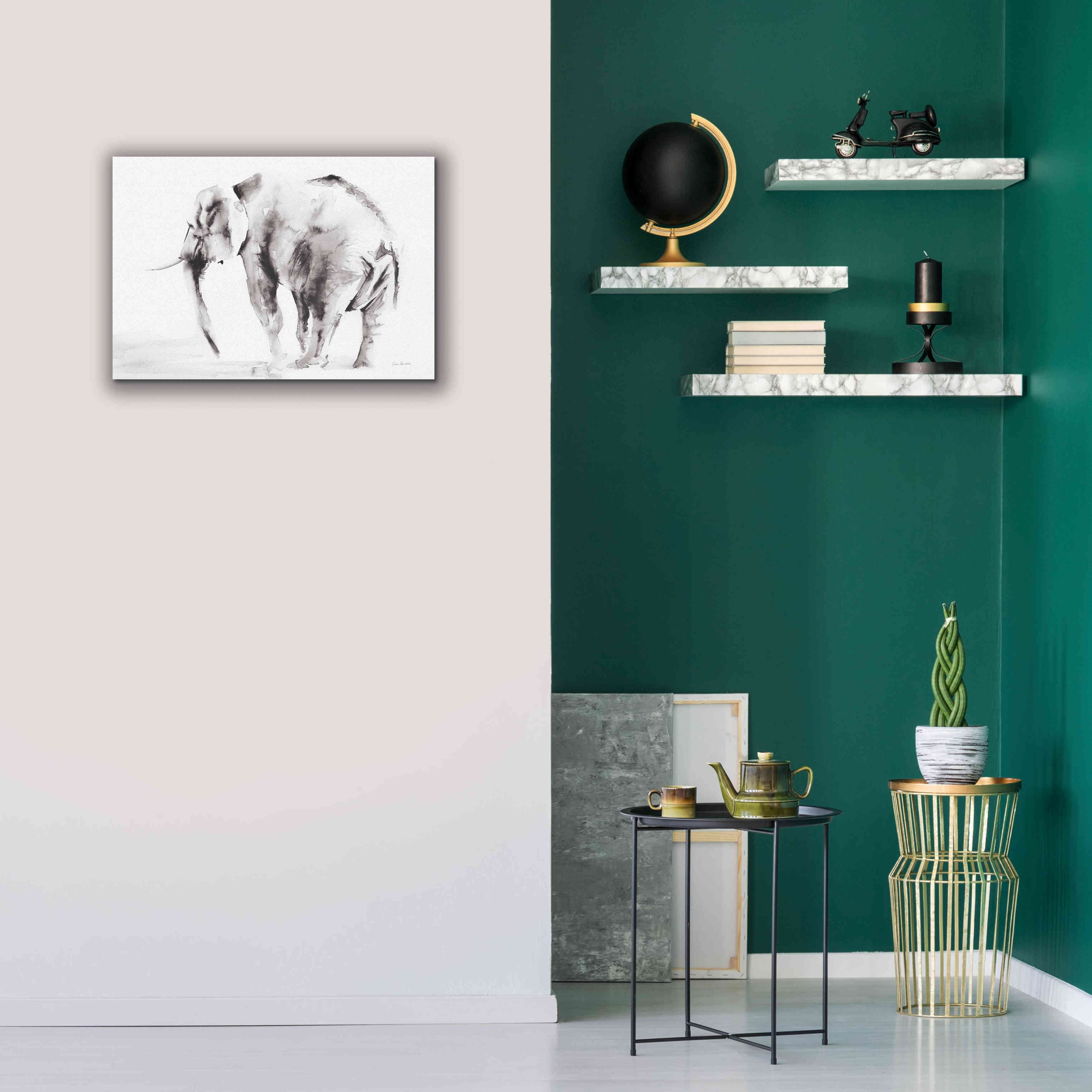 'Lone Elephant Gray' by Alan Majchrowicz, Giclee Canvas Wall Art,26x18