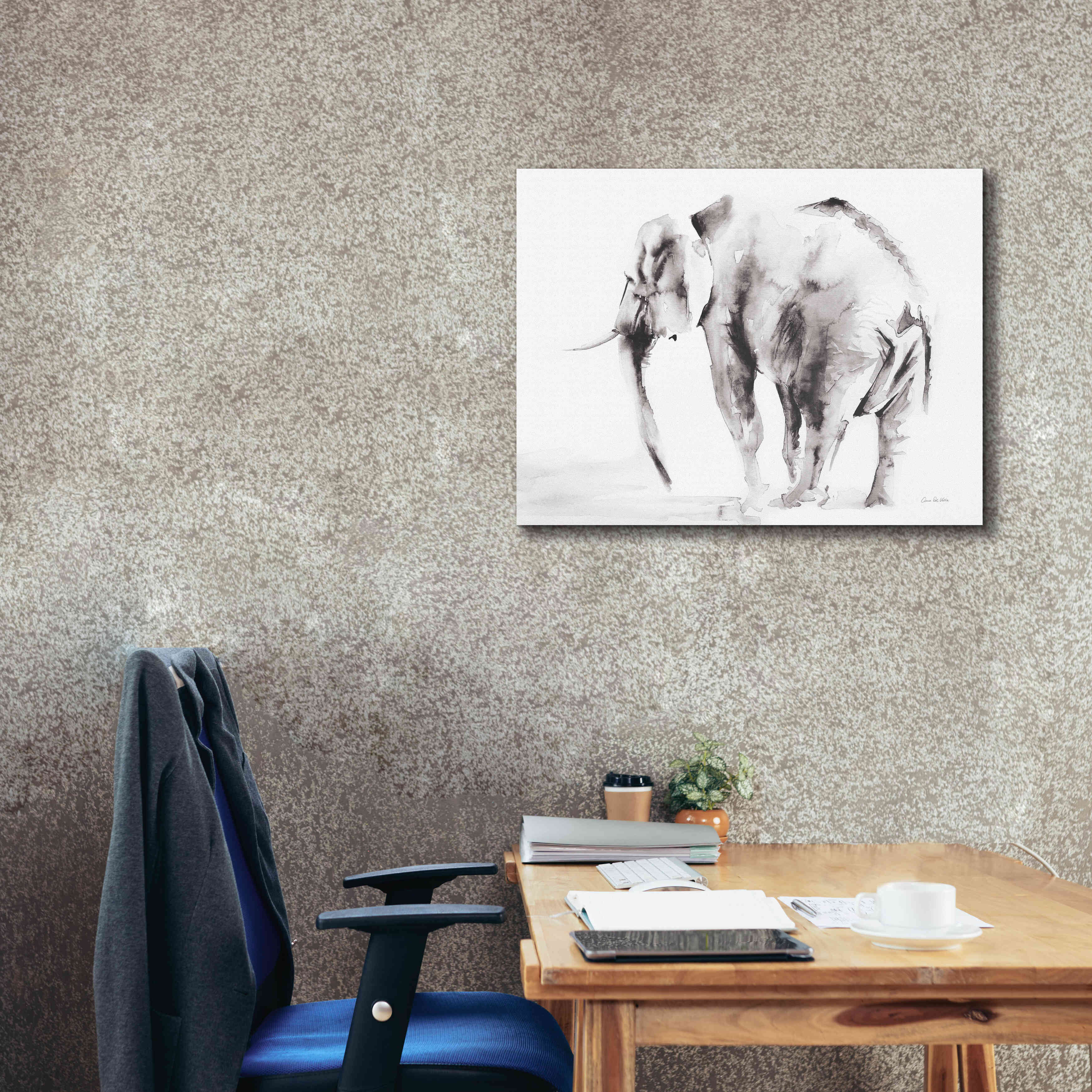 'Lone Elephant Gray' by Alan Majchrowicz, Giclee Canvas Wall Art,34x26