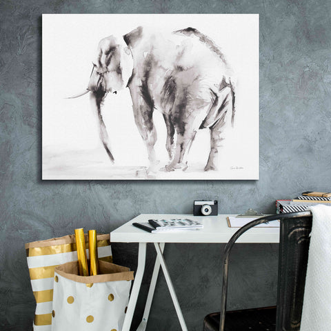 Image of 'Lone Elephant Gray' by Alan Majchrowicz, Giclee Canvas Wall Art,34x26
