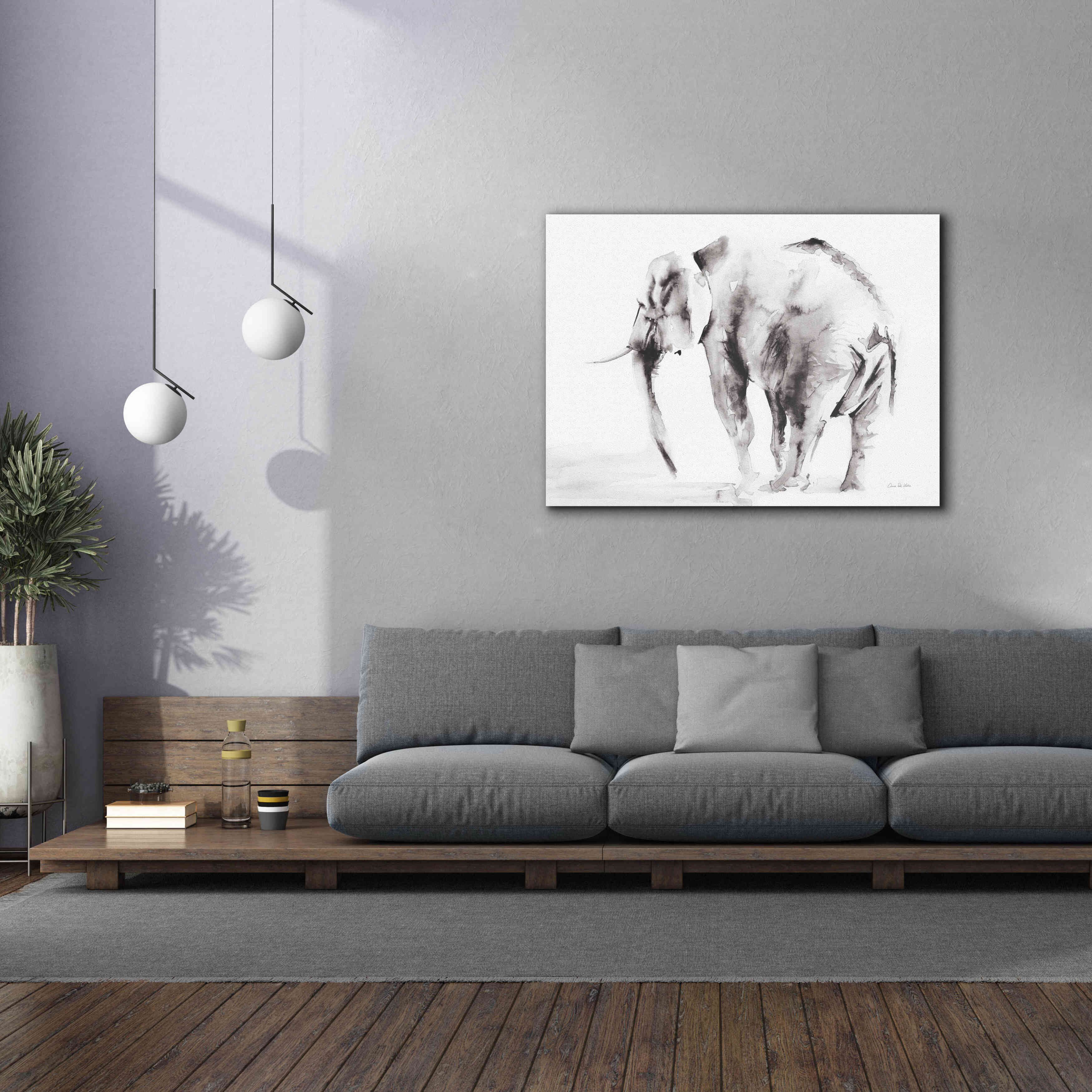 'Lone Elephant Gray' by Alan Majchrowicz, Giclee Canvas Wall Art,54x40