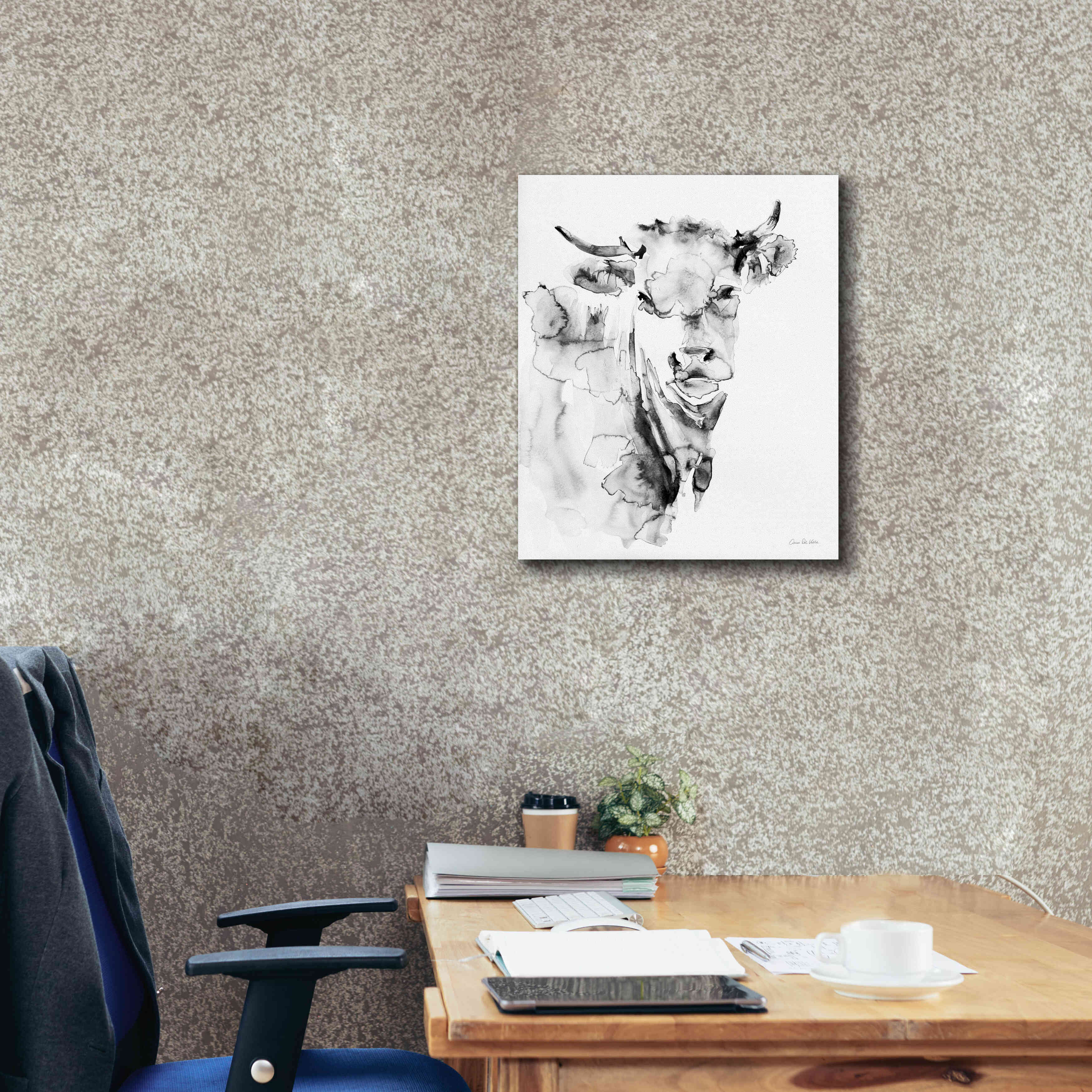 'Village Cow Gray' by Alan Majchrowicz, Giclee Canvas Wall Art,20x24