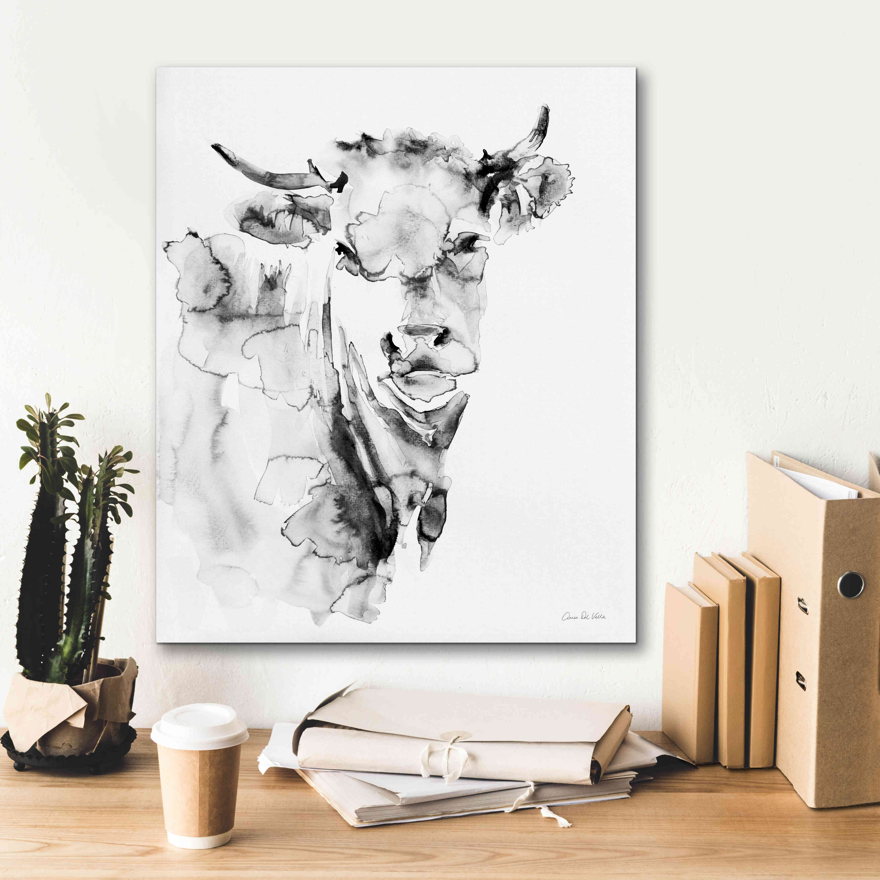 'Village Cow Gray' by Alan Majchrowicz, Giclee Canvas Wall Art,20x24