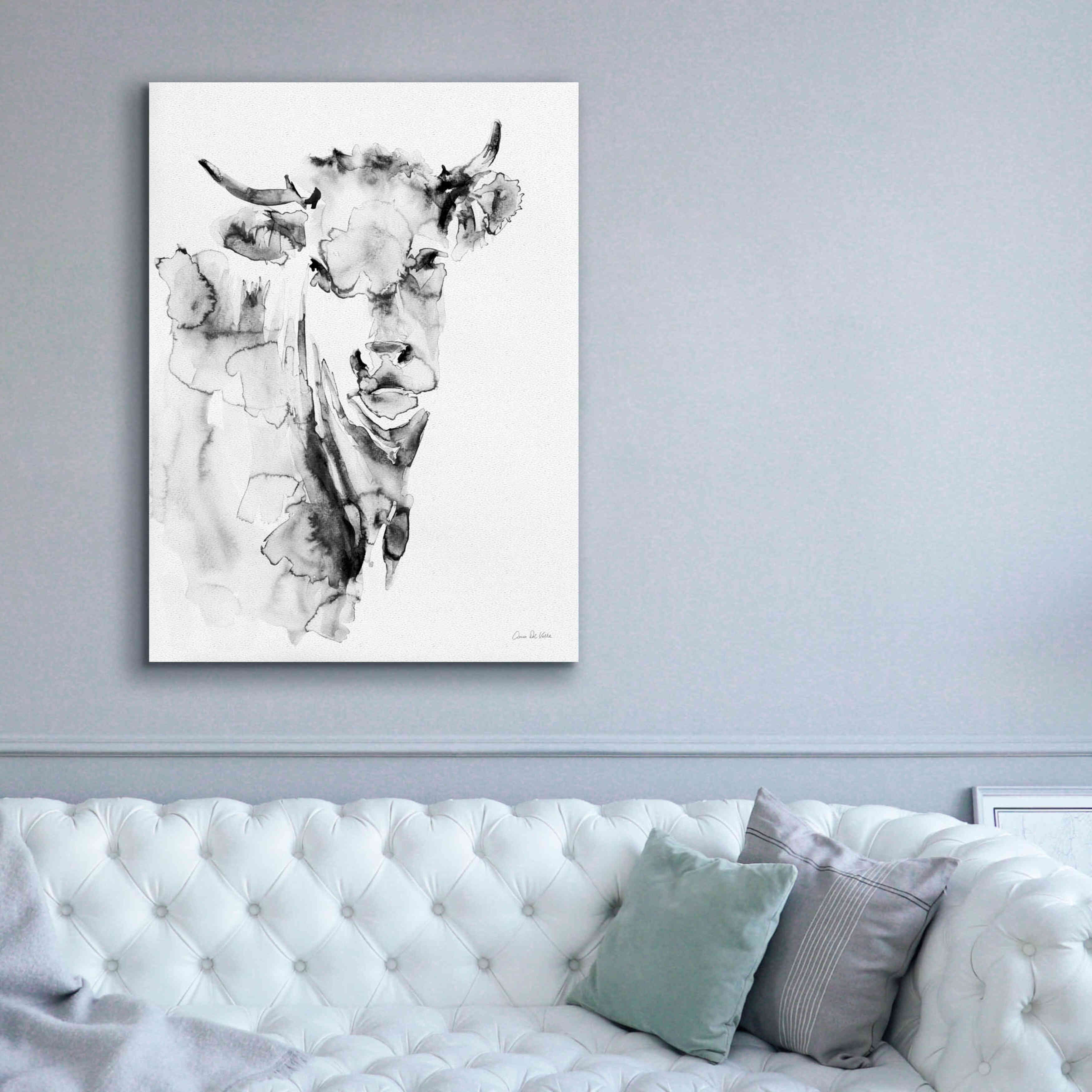 'Village Cow Gray' by Alan Majchrowicz, Giclee Canvas Wall Art,40x54