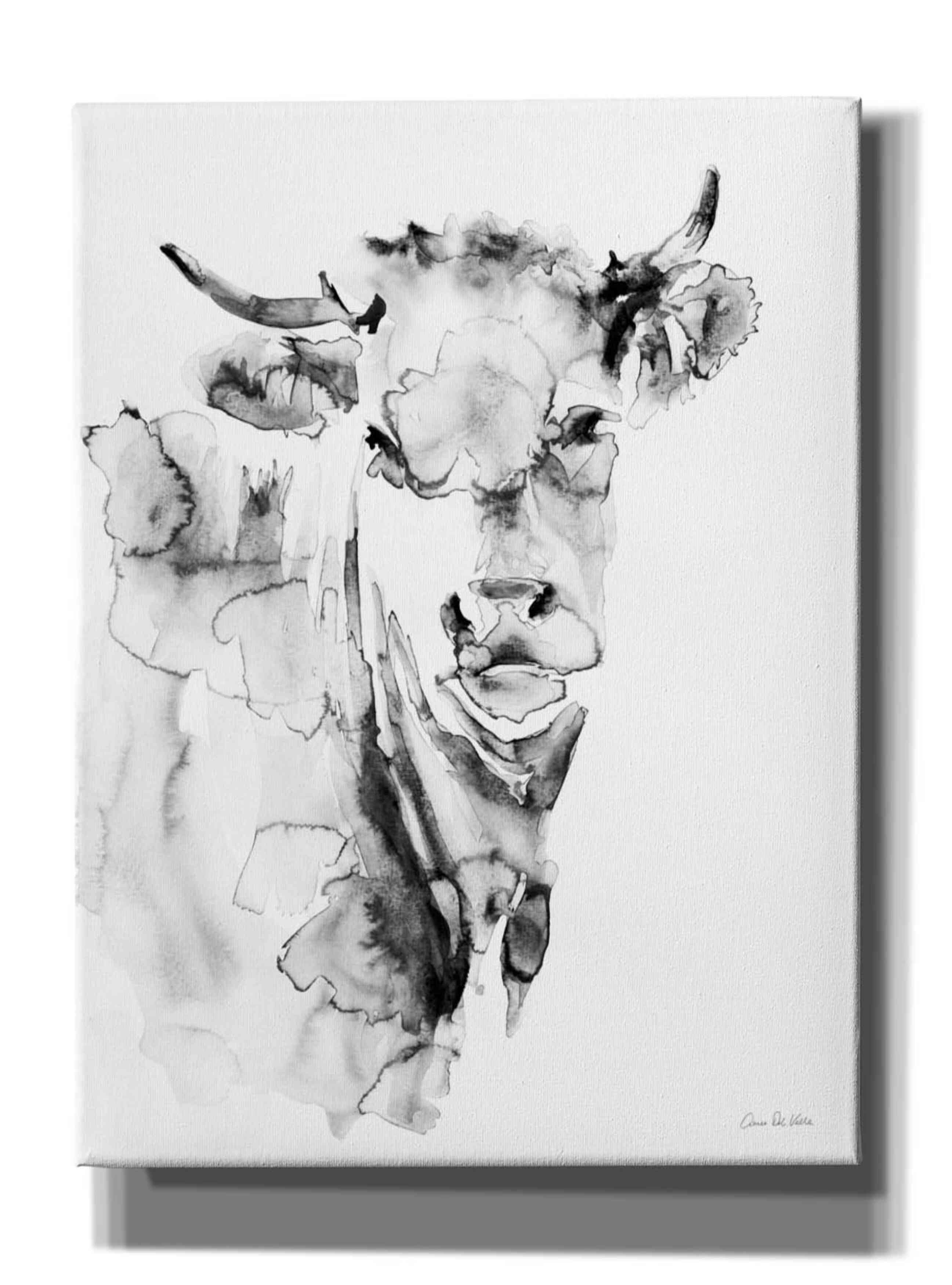 'Village Cow Gray' by Alan Majchrowicz, Giclee Canvas Wall Art