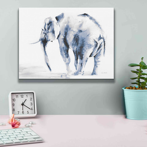 Image of 'Lone Elephant Blue Gray' by Alan Majchrowicz, Giclee Canvas Wall Art,16x12