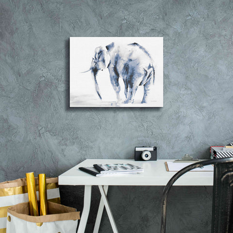 Image of 'Lone Elephant Blue Gray' by Alan Majchrowicz, Giclee Canvas Wall Art,16x12