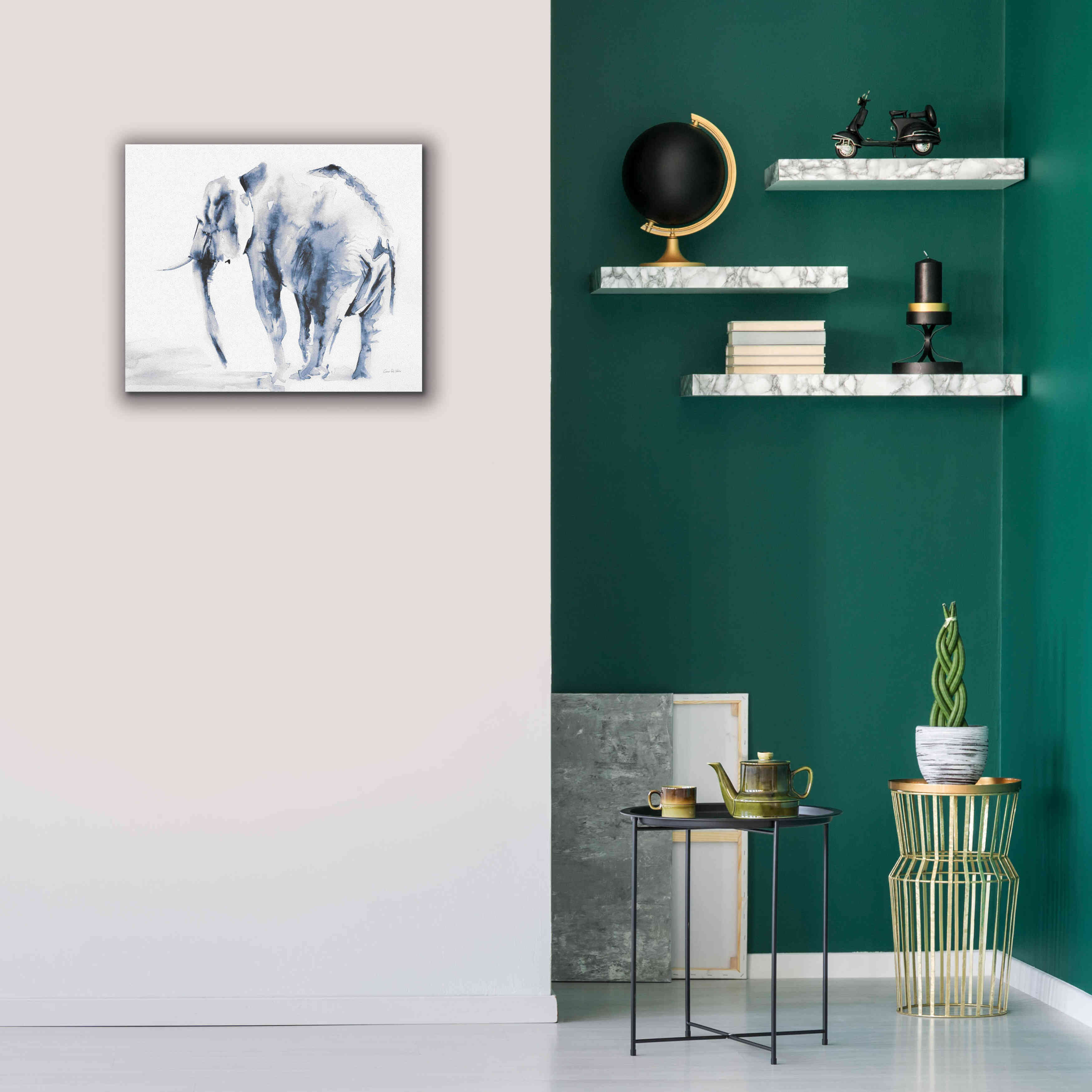 'Lone Elephant Blue Gray' by Alan Majchrowicz, Giclee Canvas Wall Art,24x20