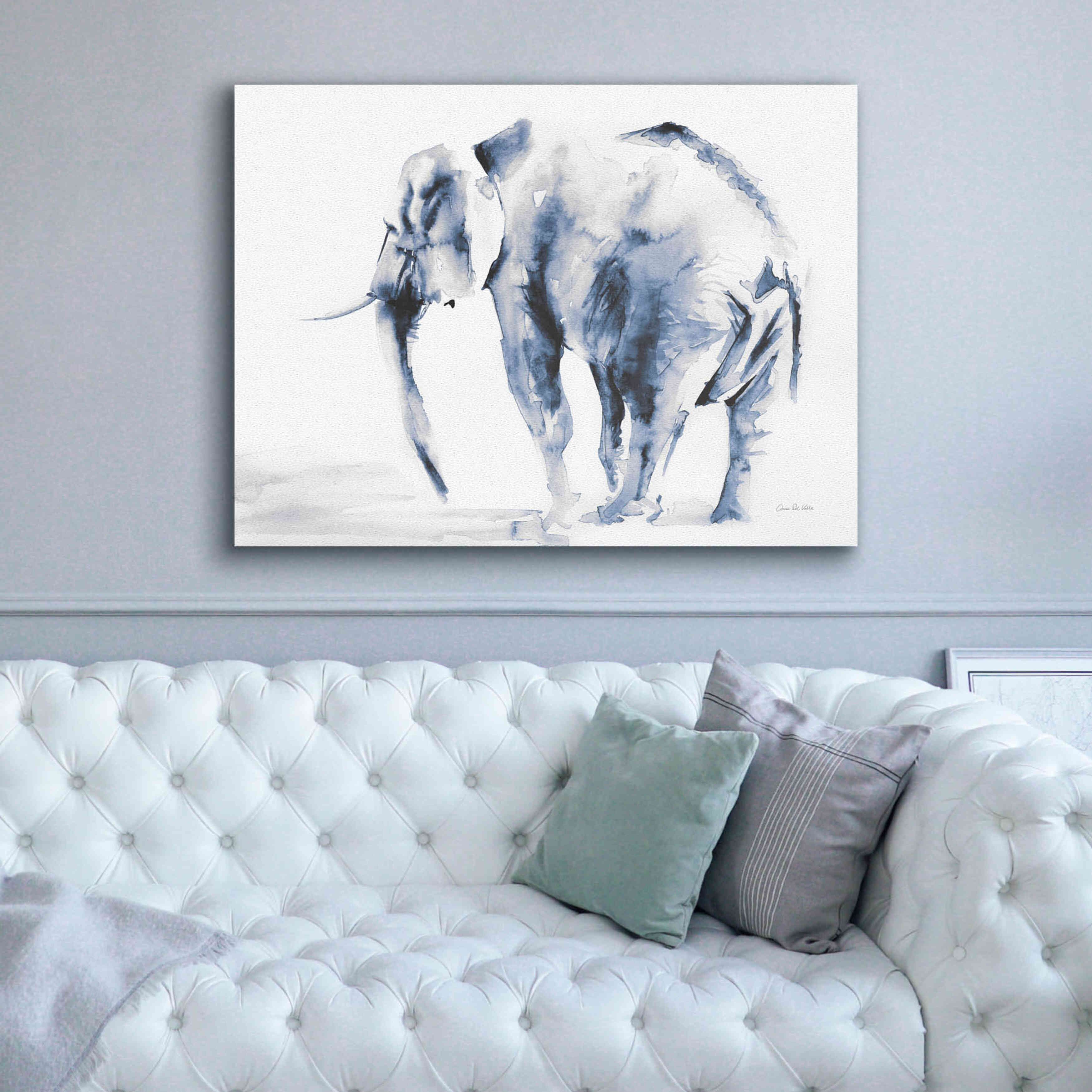 'Lone Elephant Blue Gray' by Alan Majchrowicz, Giclee Canvas Wall Art,54x40
