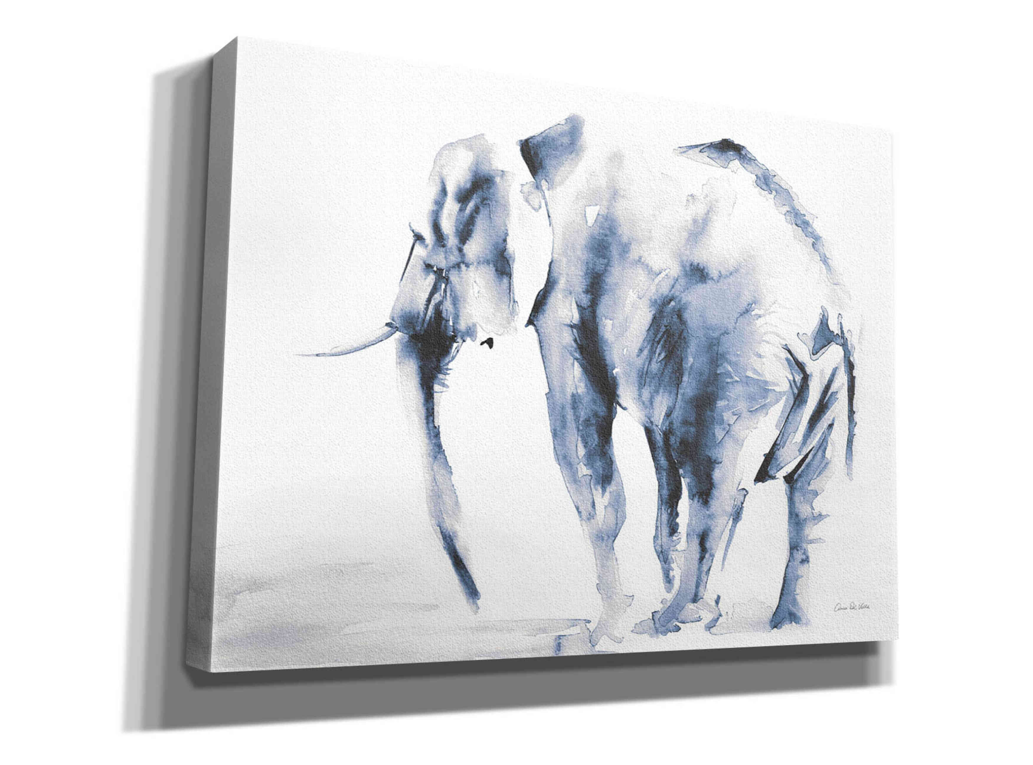 'Lone Elephant Blue Gray' by Alan Majchrowicz, Giclee Canvas Wall Art