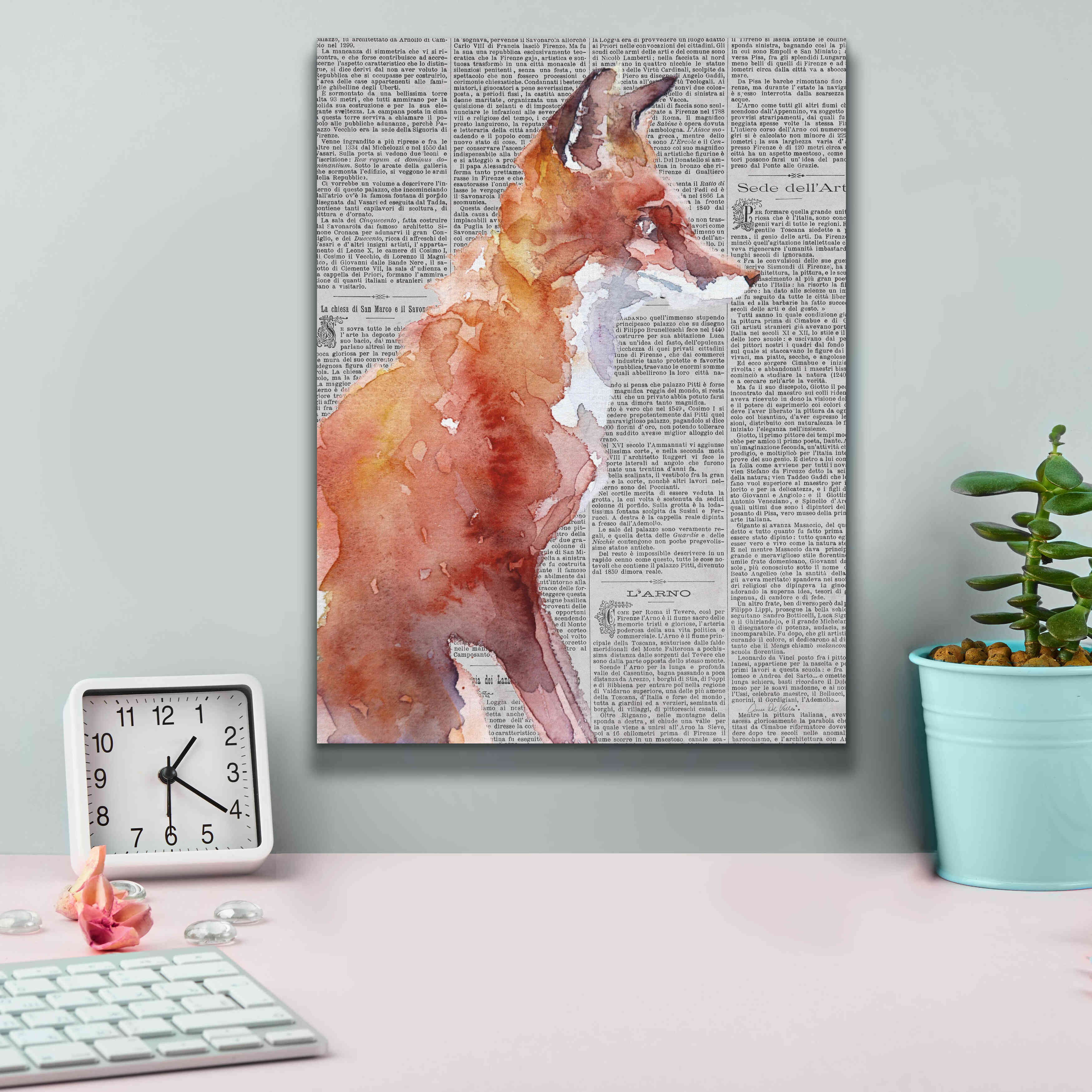 'Sly As A Fox Newsprint' by Alan Majchrowicz, Giclee Canvas Wall Art,12x16