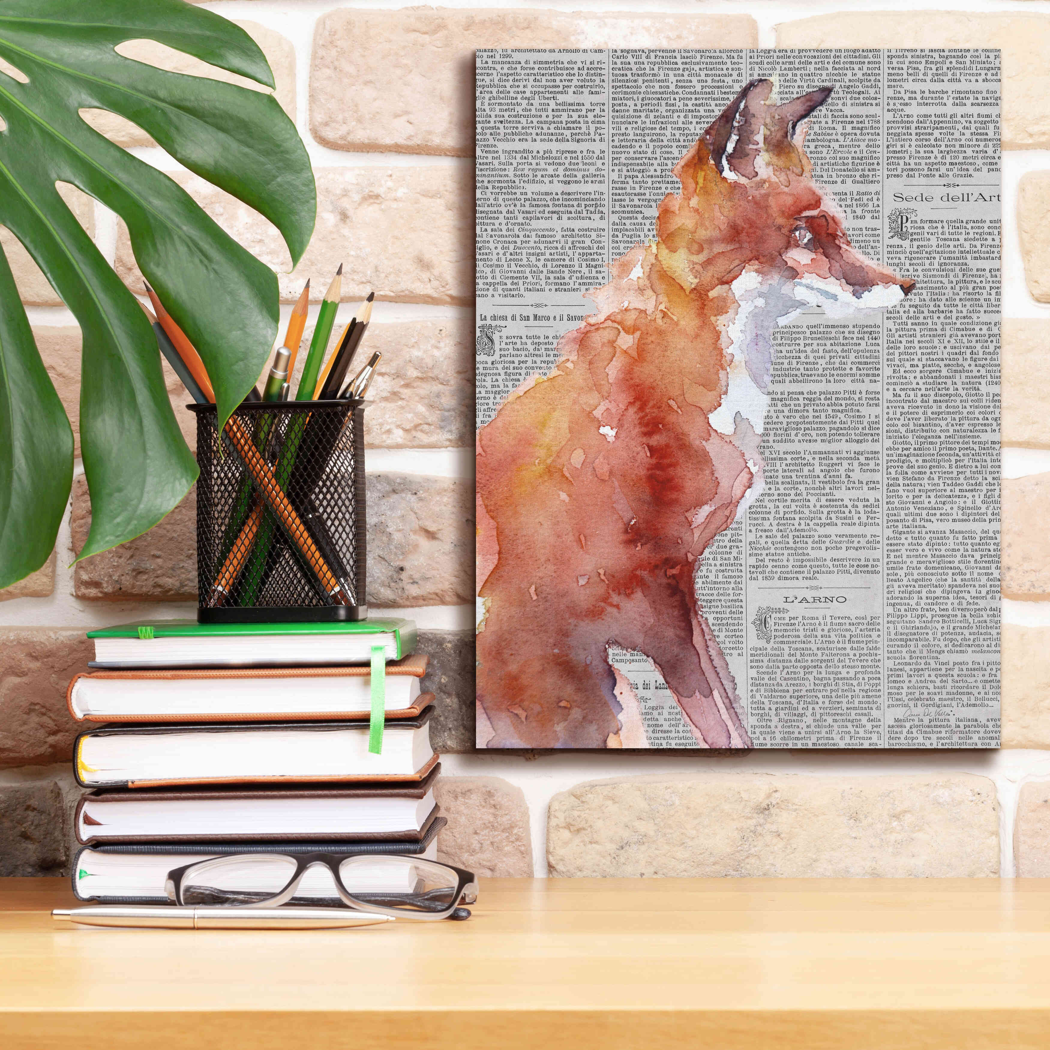 'Sly As A Fox Newsprint' by Alan Majchrowicz, Giclee Canvas Wall Art,12x16