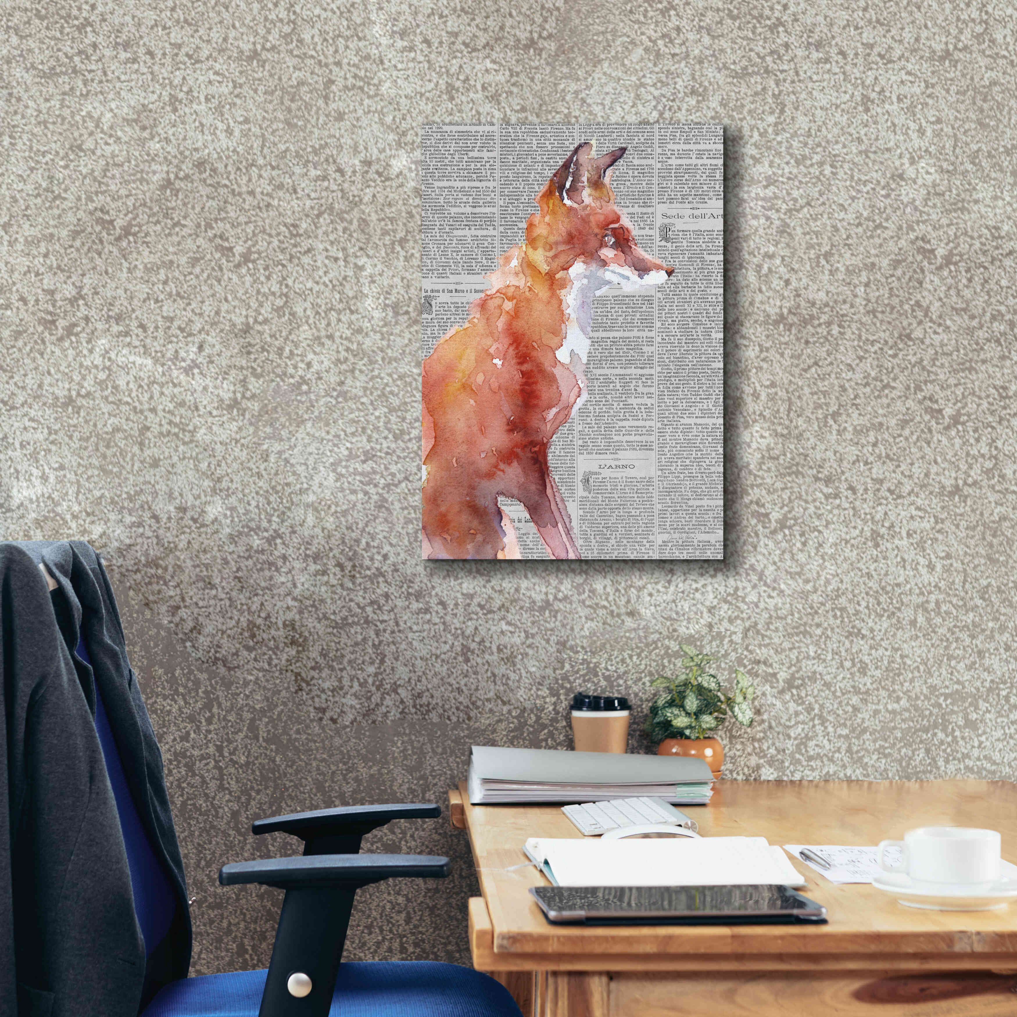 'Sly As A Fox Newsprint' by Alan Majchrowicz, Giclee Canvas Wall Art,18x26