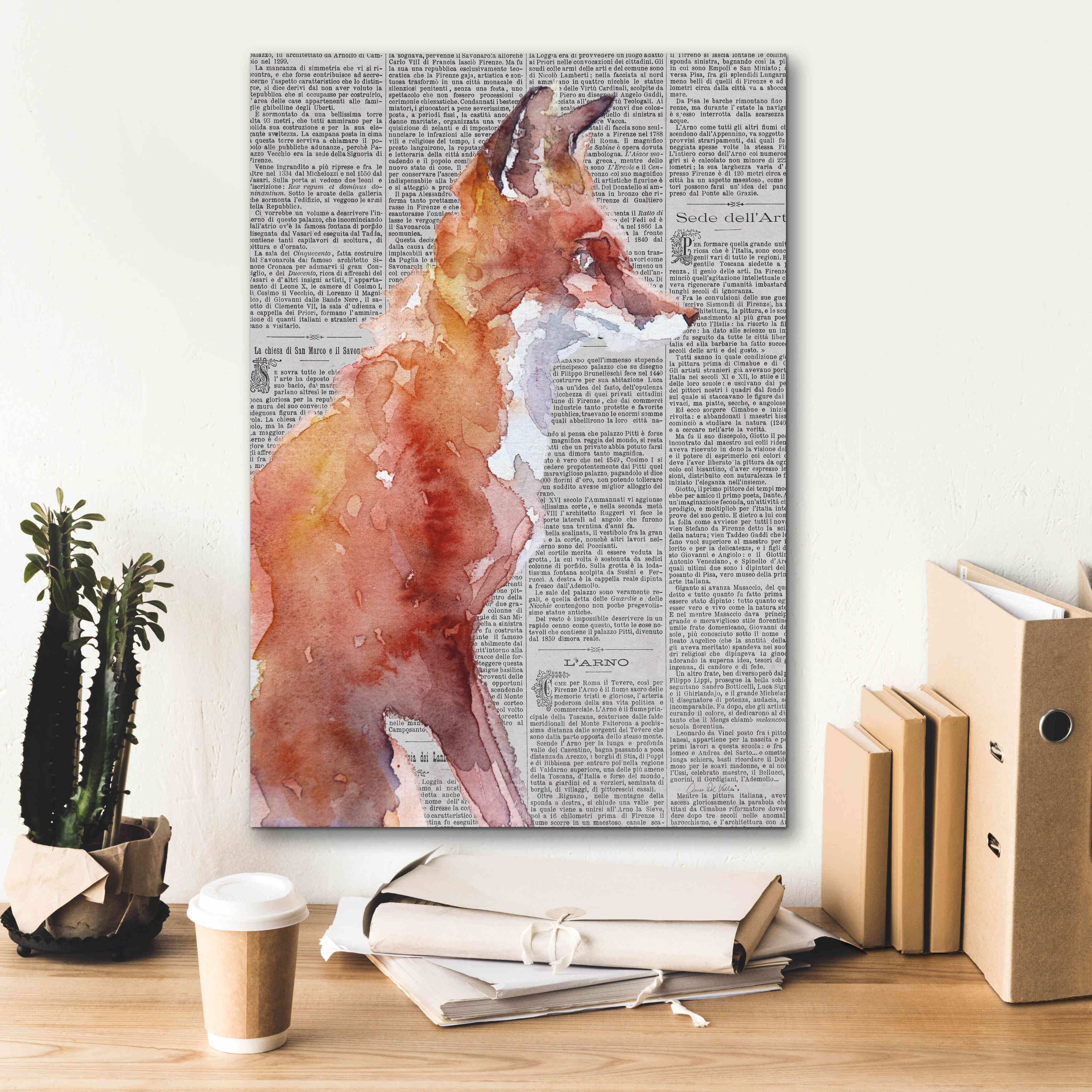 'Sly As A Fox Newsprint' by Alan Majchrowicz, Giclee Canvas Wall Art,18x26
