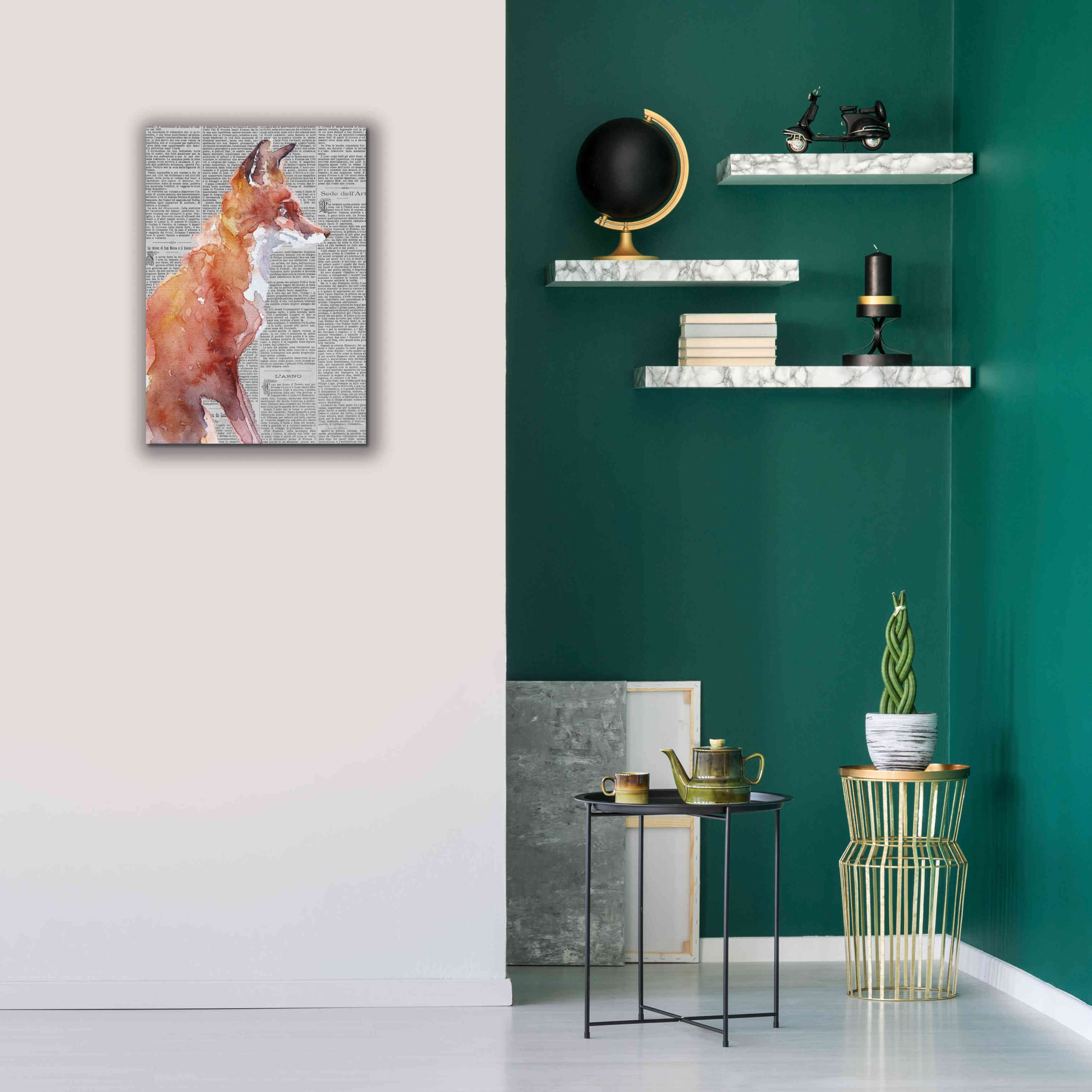 'Sly As A Fox Newsprint' by Alan Majchrowicz, Giclee Canvas Wall Art,18x26