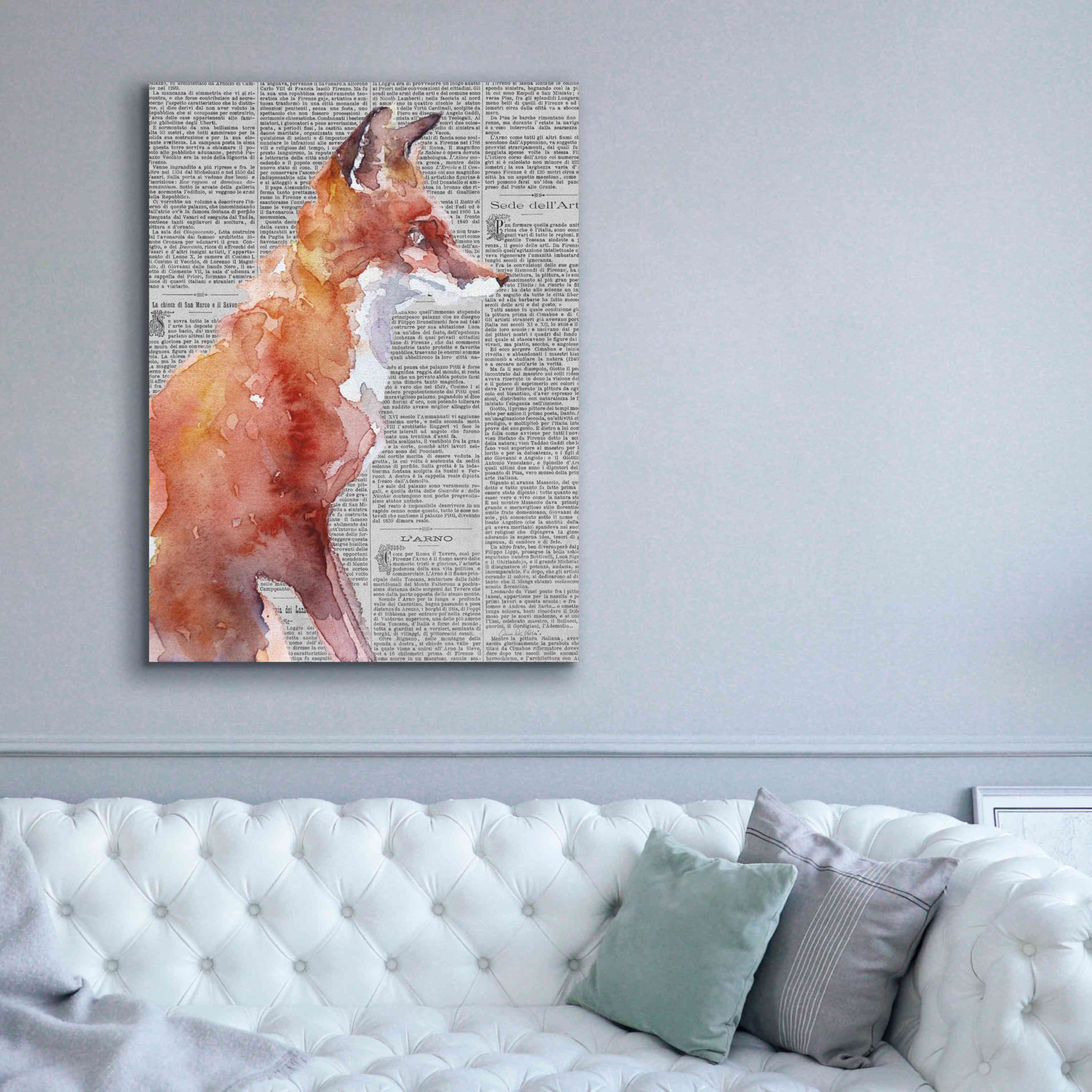'Sly As A Fox Newsprint' by Alan Majchrowicz, Giclee Canvas Wall Art,40x54
