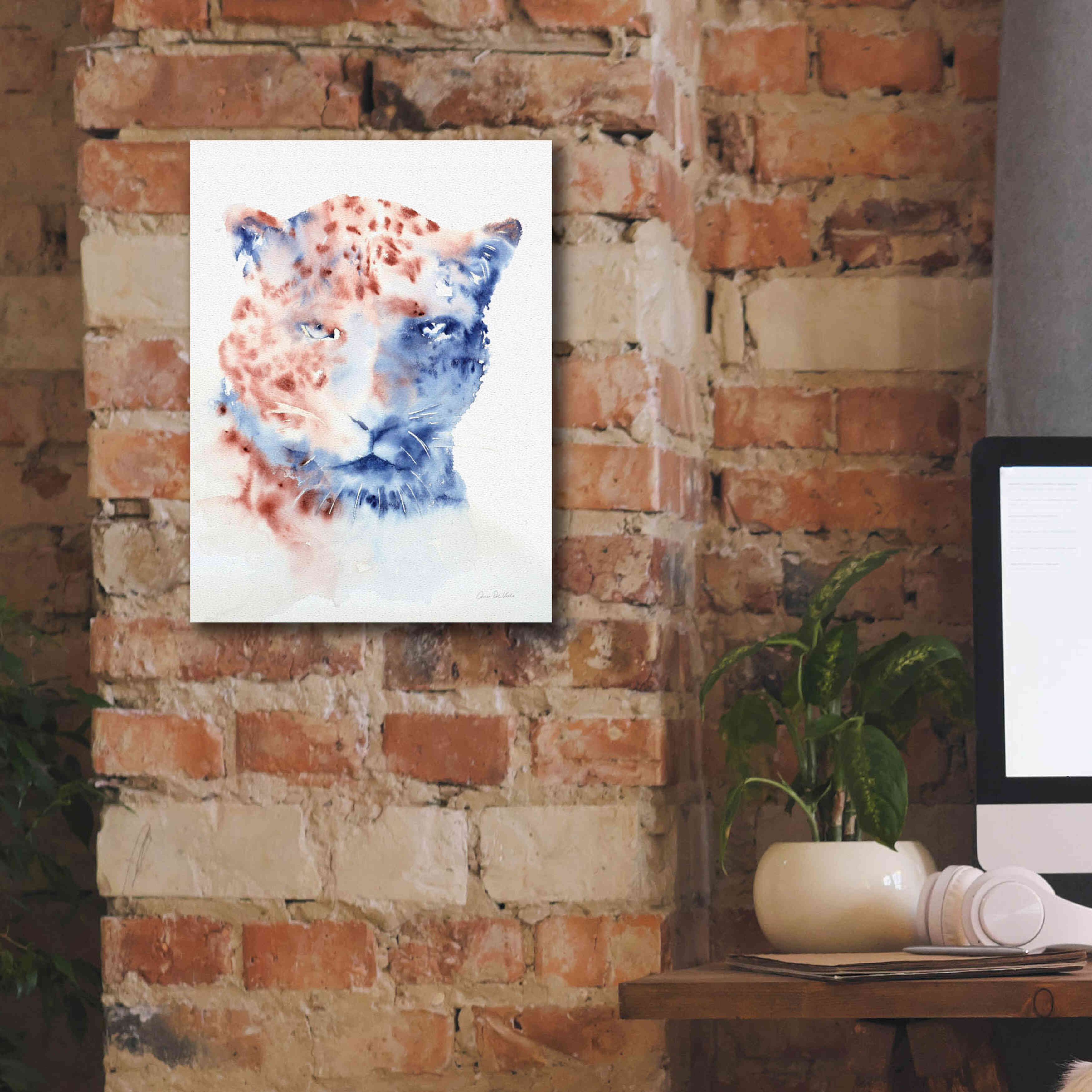 'Copper And Blue Cheetah' by Alan Majchrowicz, Giclee Canvas Wall Art,12x16