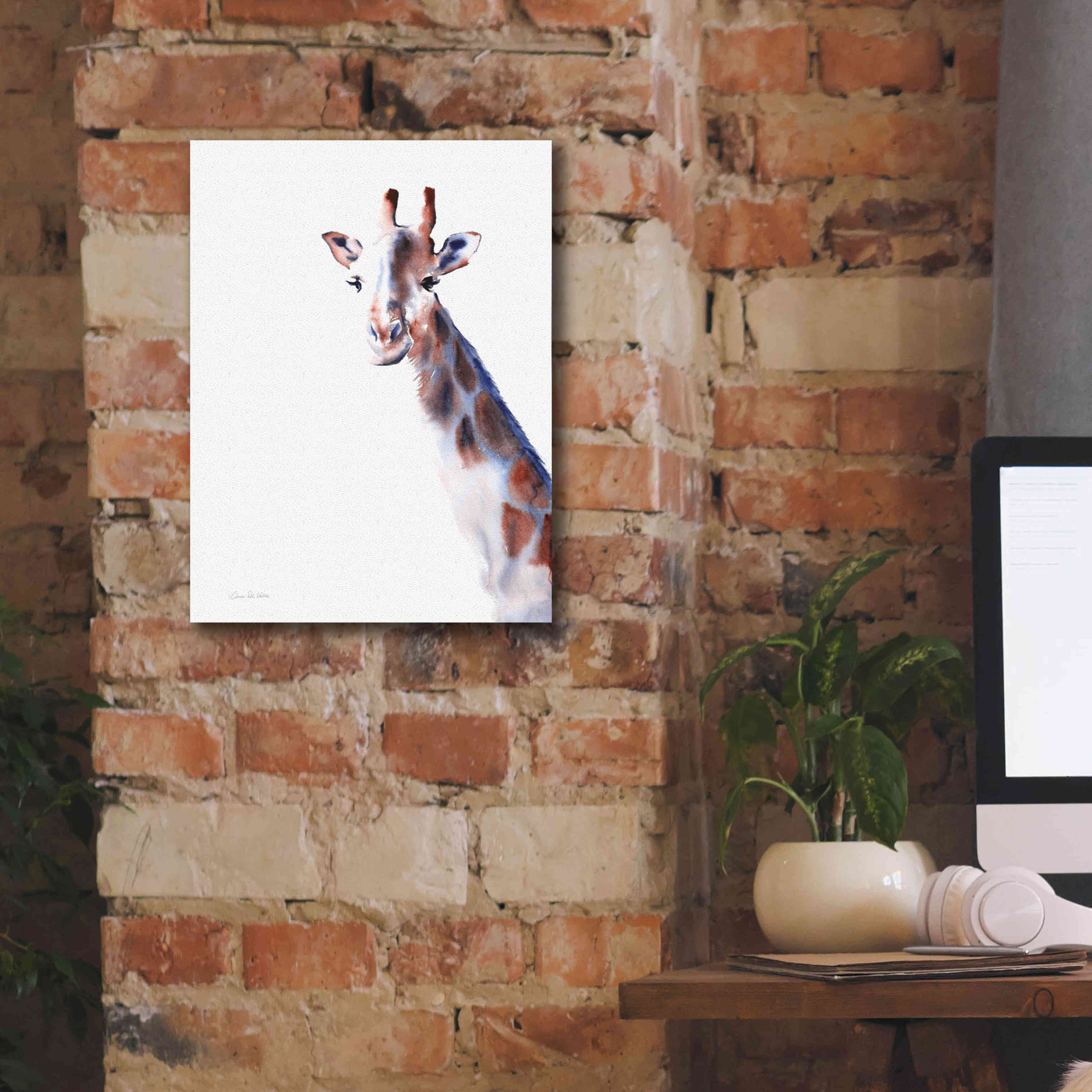 'Copper And Blue Giraffe' by Alan Majchrowicz, Giclee Canvas Wall Art,12x16