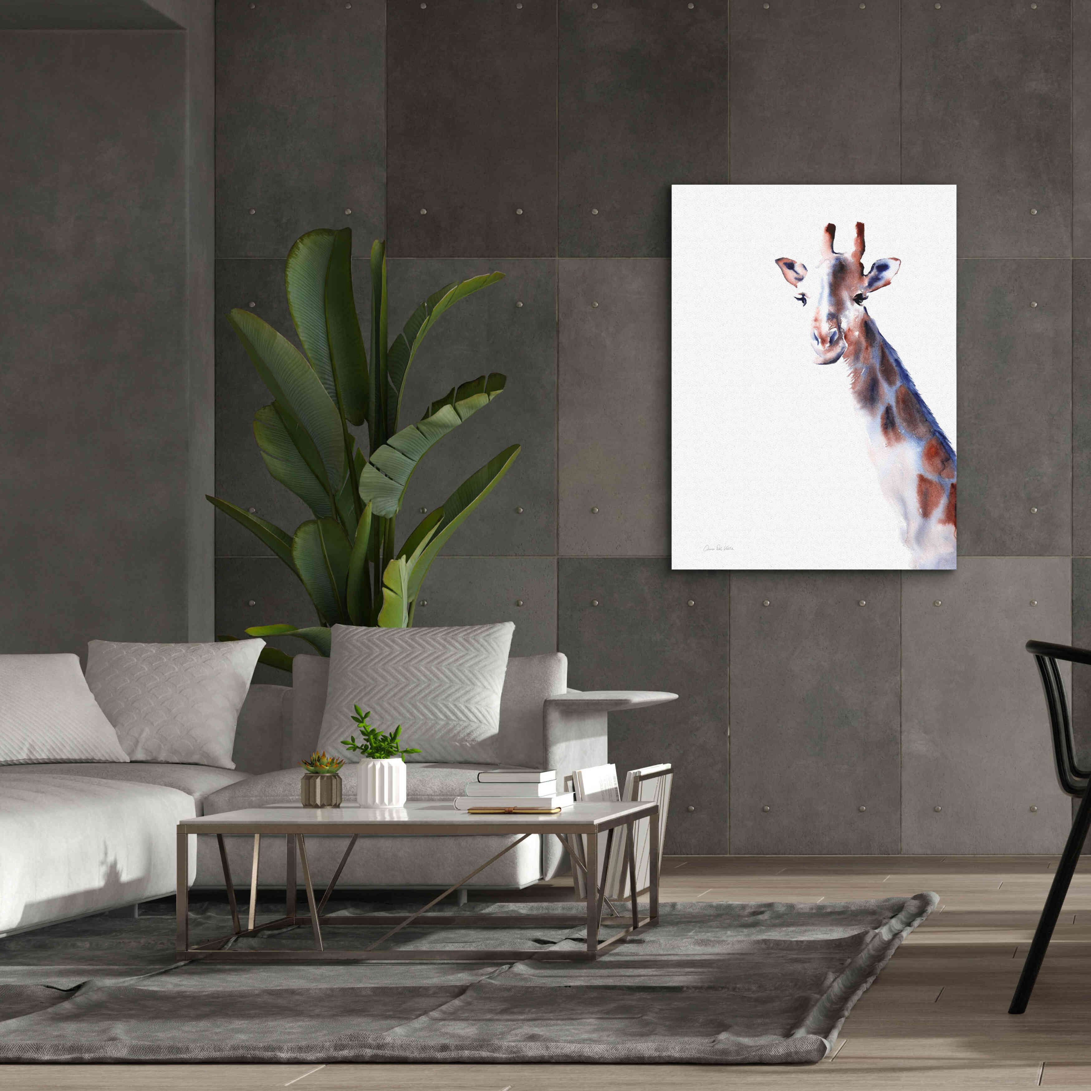 'Copper And Blue Giraffe' by Alan Majchrowicz, Giclee Canvas Wall Art,40x54