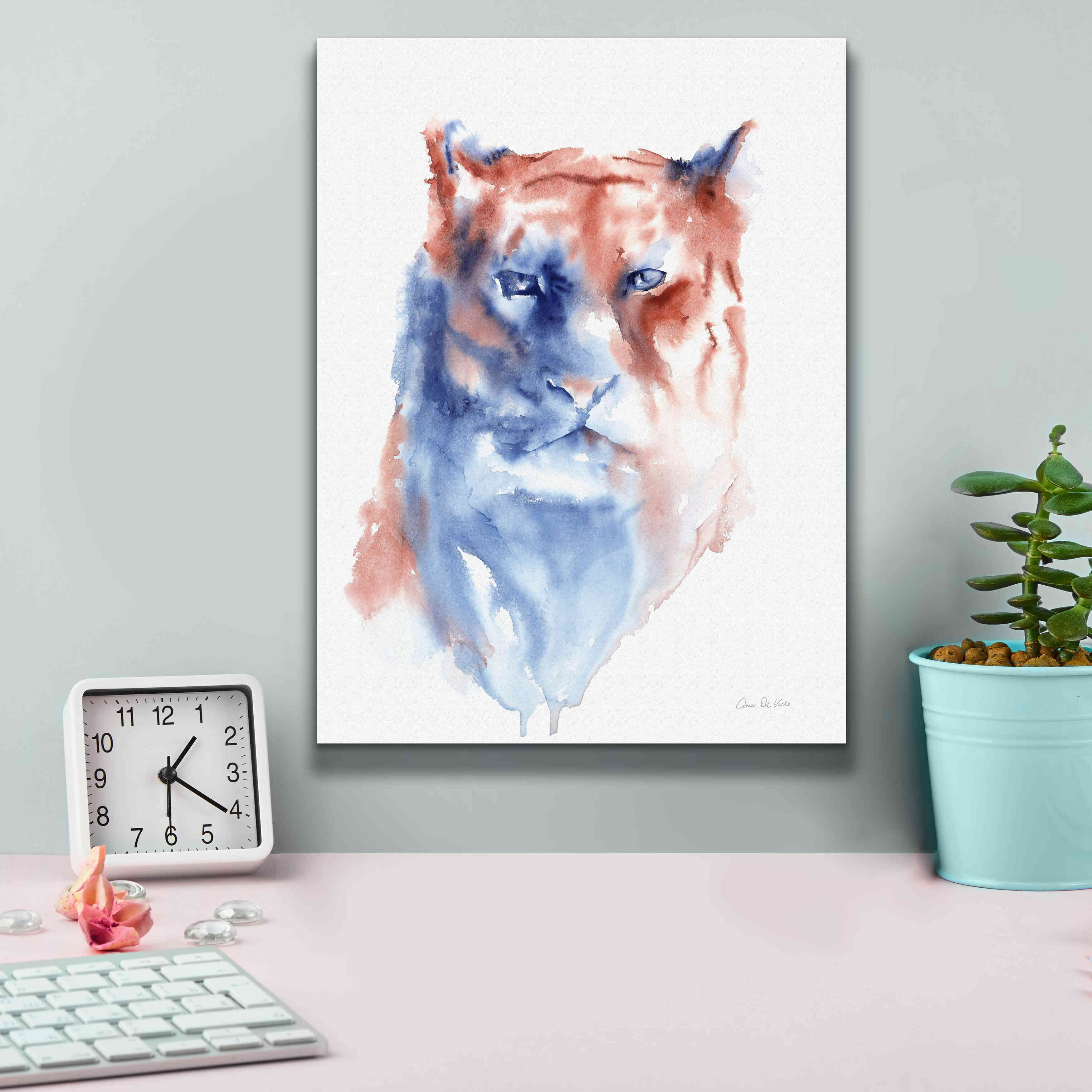 'Copper And Blue Lioness' by Alan Majchrowicz, Giclee Canvas Wall Art,12x16