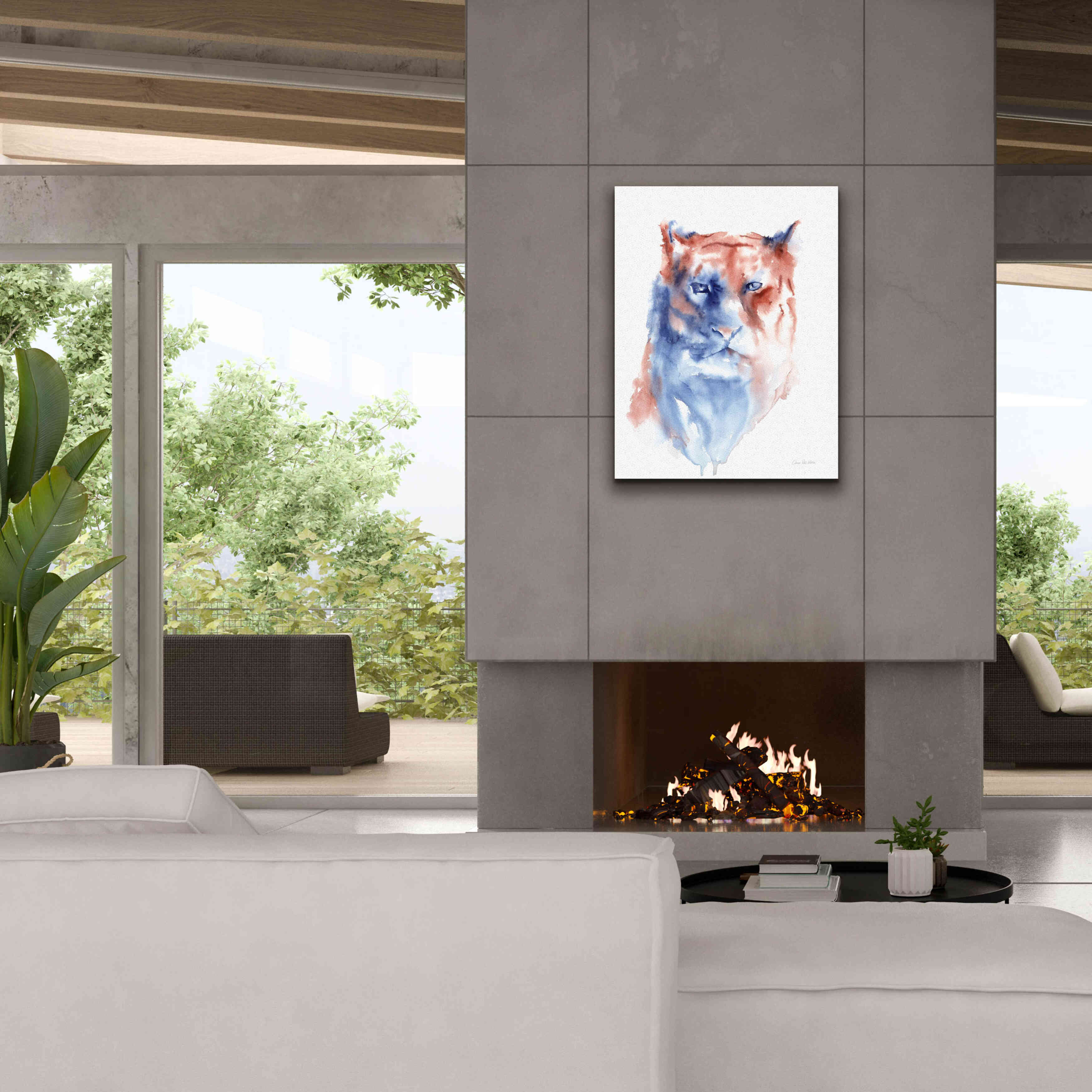 'Copper And Blue Lioness' by Alan Majchrowicz, Giclee Canvas Wall Art,26x34