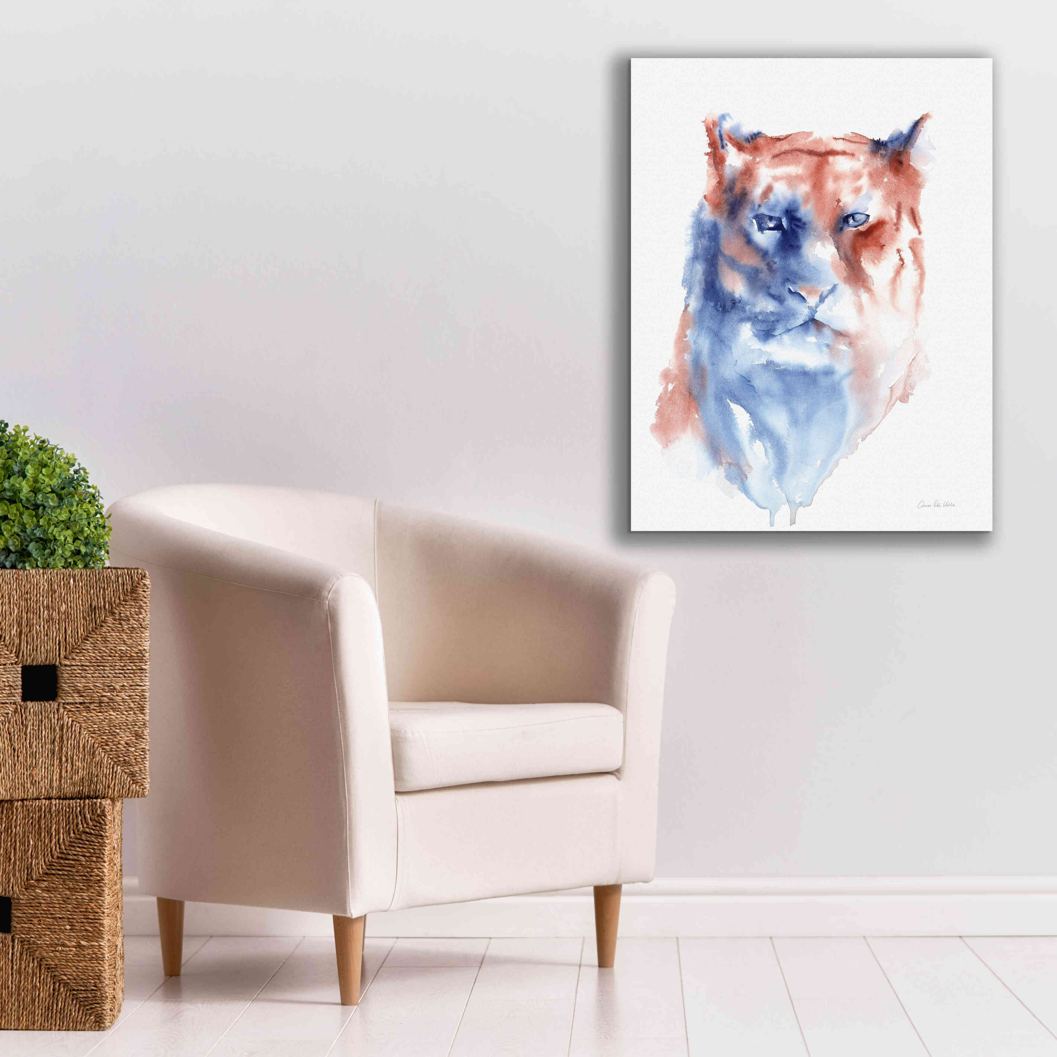 'Copper And Blue Lioness' by Alan Majchrowicz, Giclee Canvas Wall Art,26x34