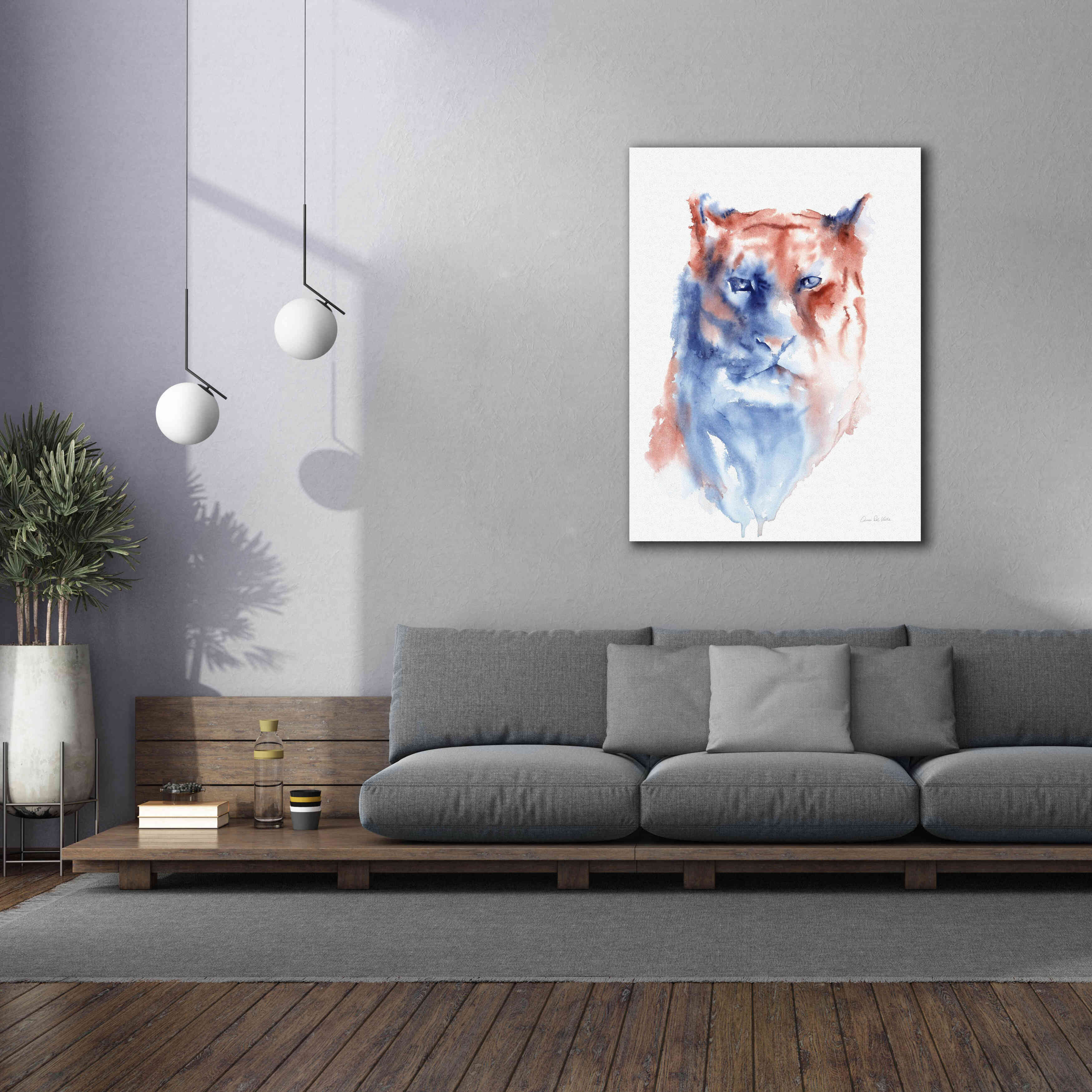 'Copper And Blue Lioness' by Alan Majchrowicz, Giclee Canvas Wall Art,40x54