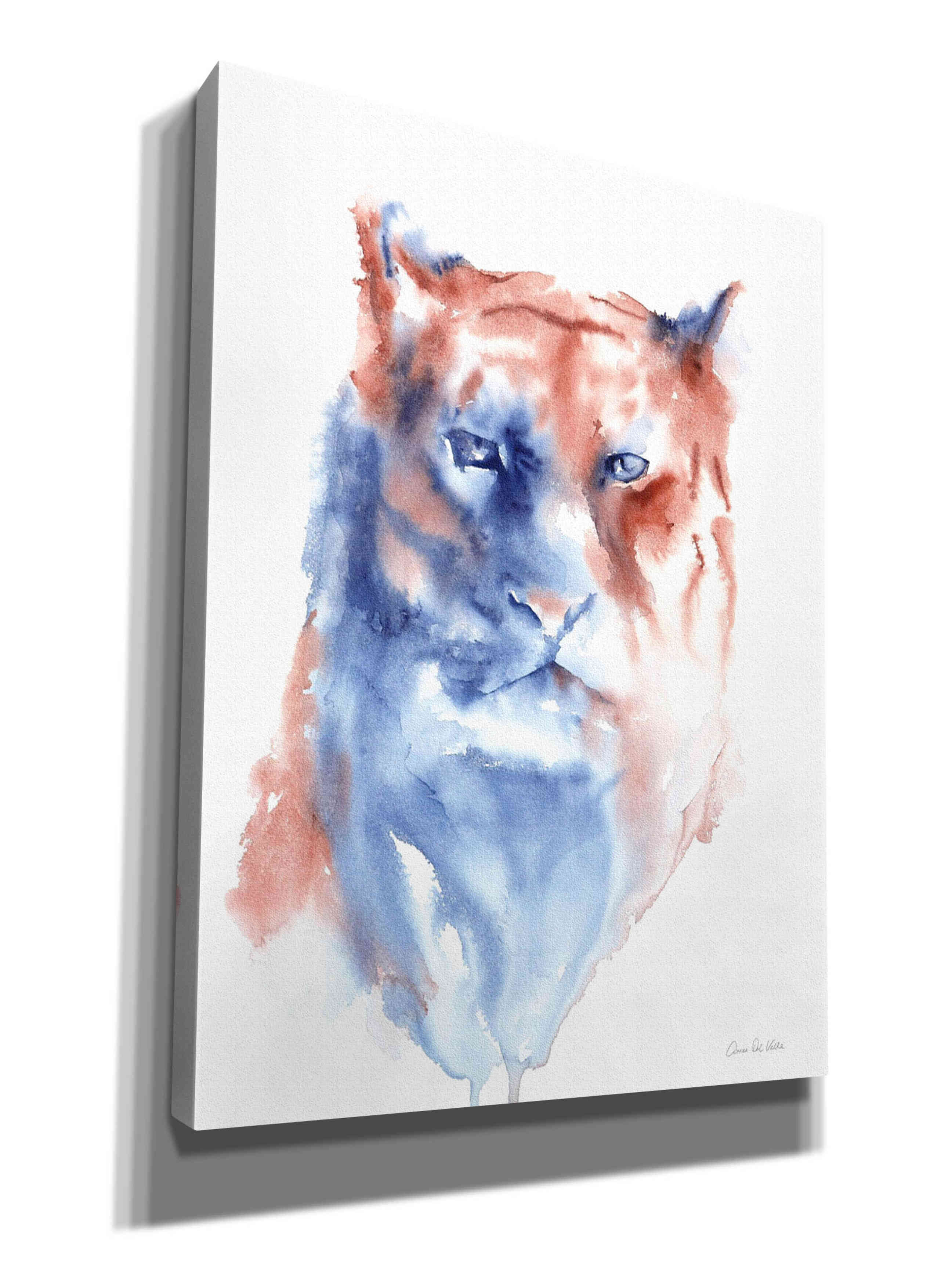 'Copper And Blue Lioness' by Alan Majchrowicz, Giclee Canvas Wall Art