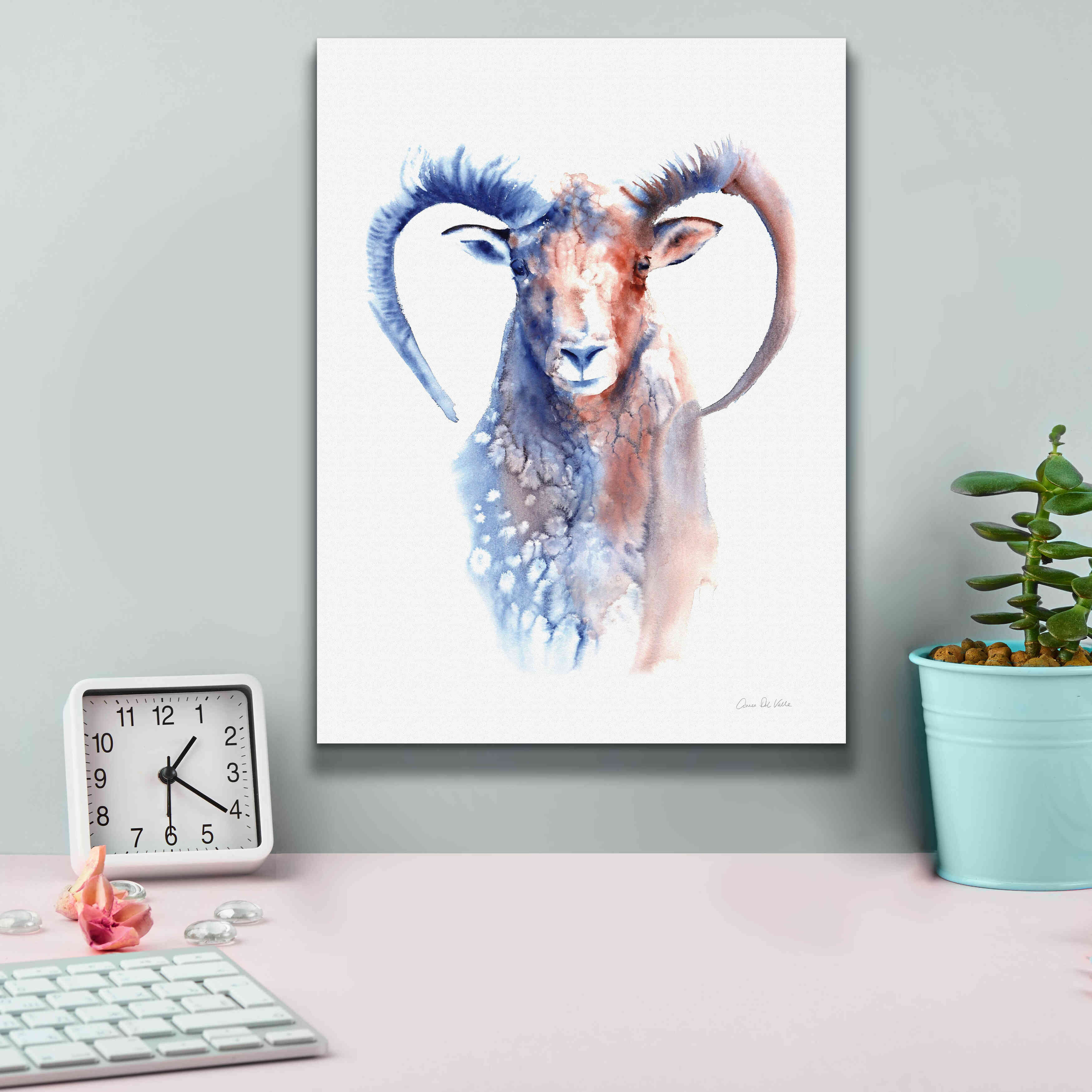 'Copper And Blue Ram' by Alan Majchrowicz, Giclee Canvas Wall Art,12x16