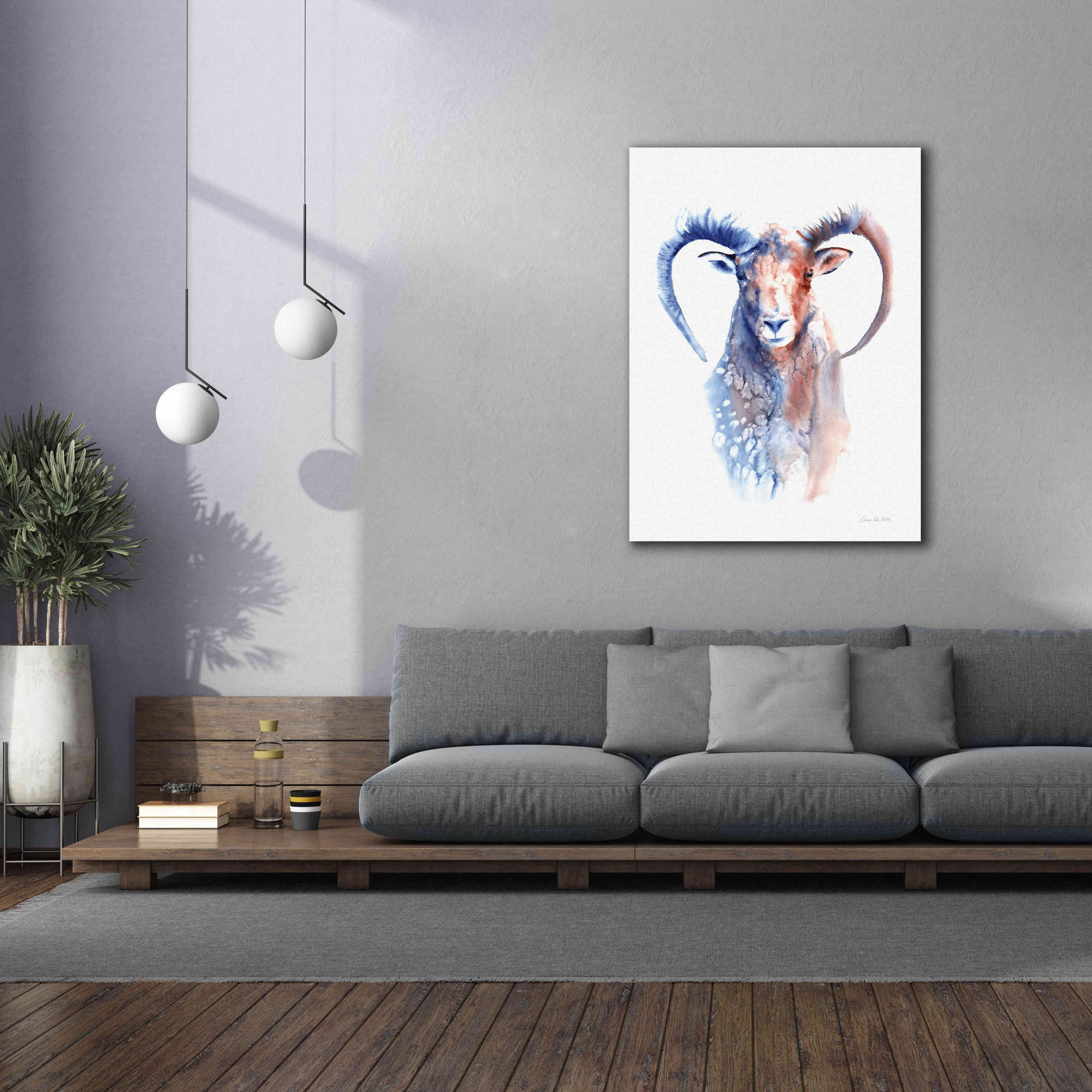'Copper And Blue Ram' by Alan Majchrowicz, Giclee Canvas Wall Art,40x54