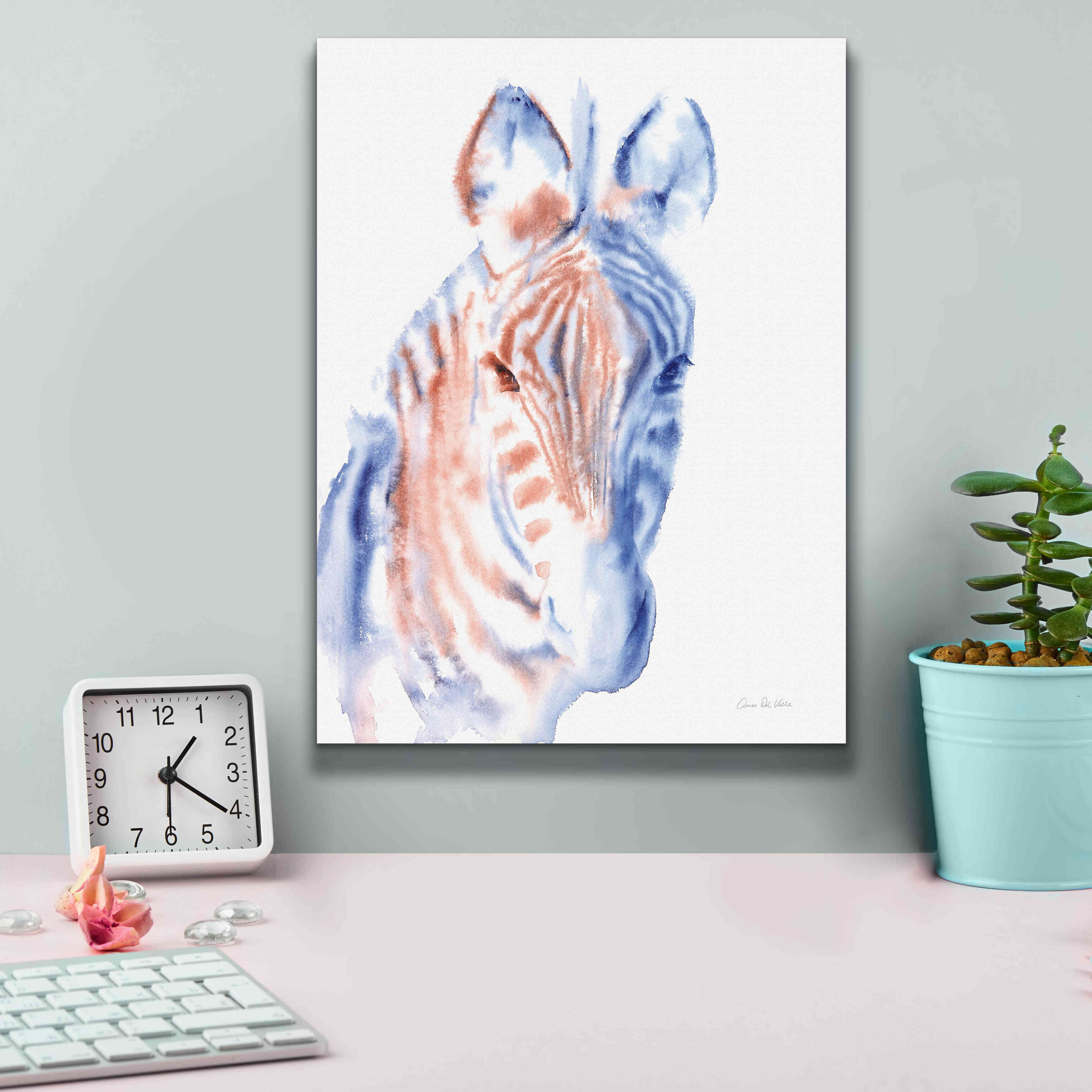 'Copper And Blue Zebra' by Alan Majchrowicz, Giclee Canvas Wall Art,12x16