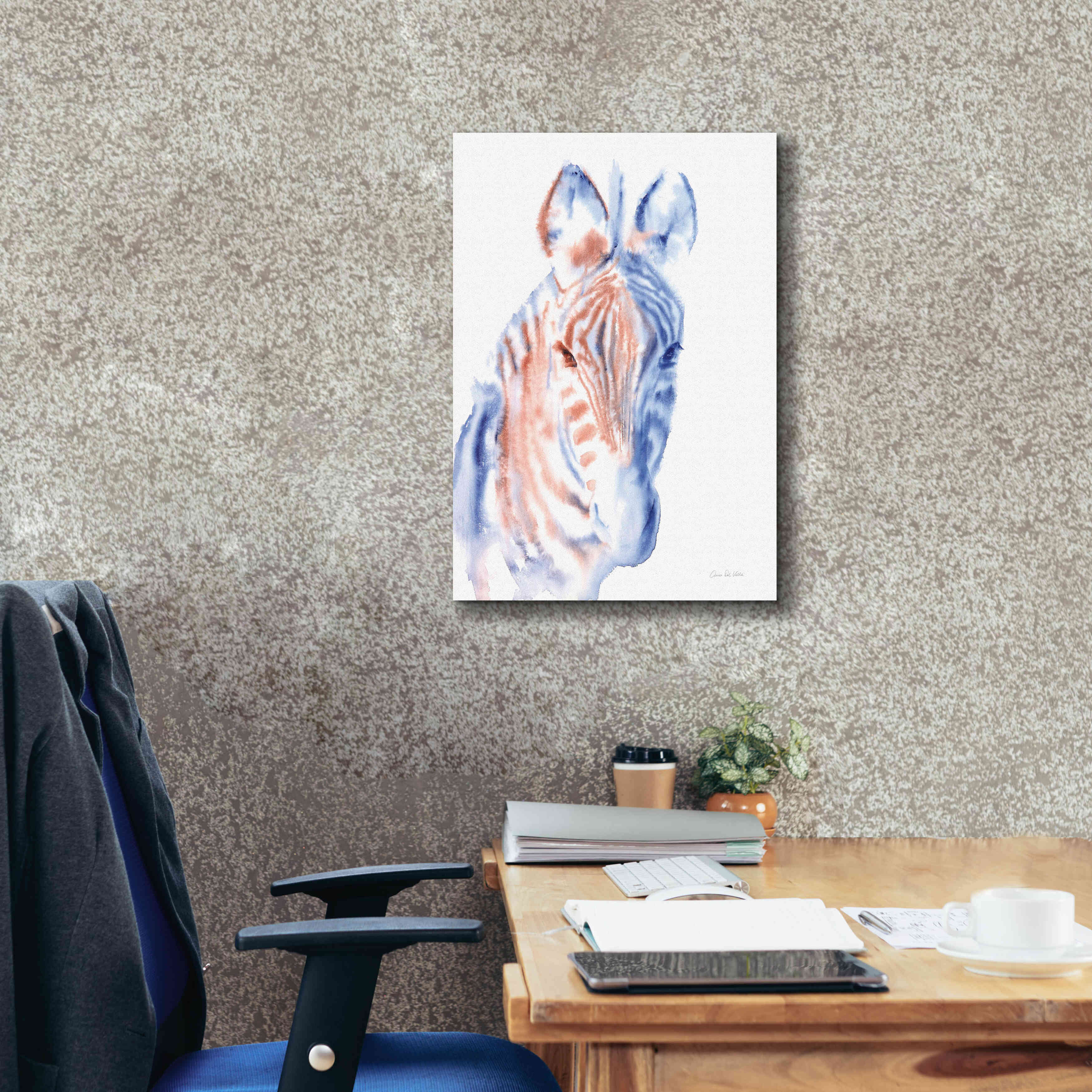 'Copper And Blue Zebra' by Alan Majchrowicz, Giclee Canvas Wall Art,18x26
