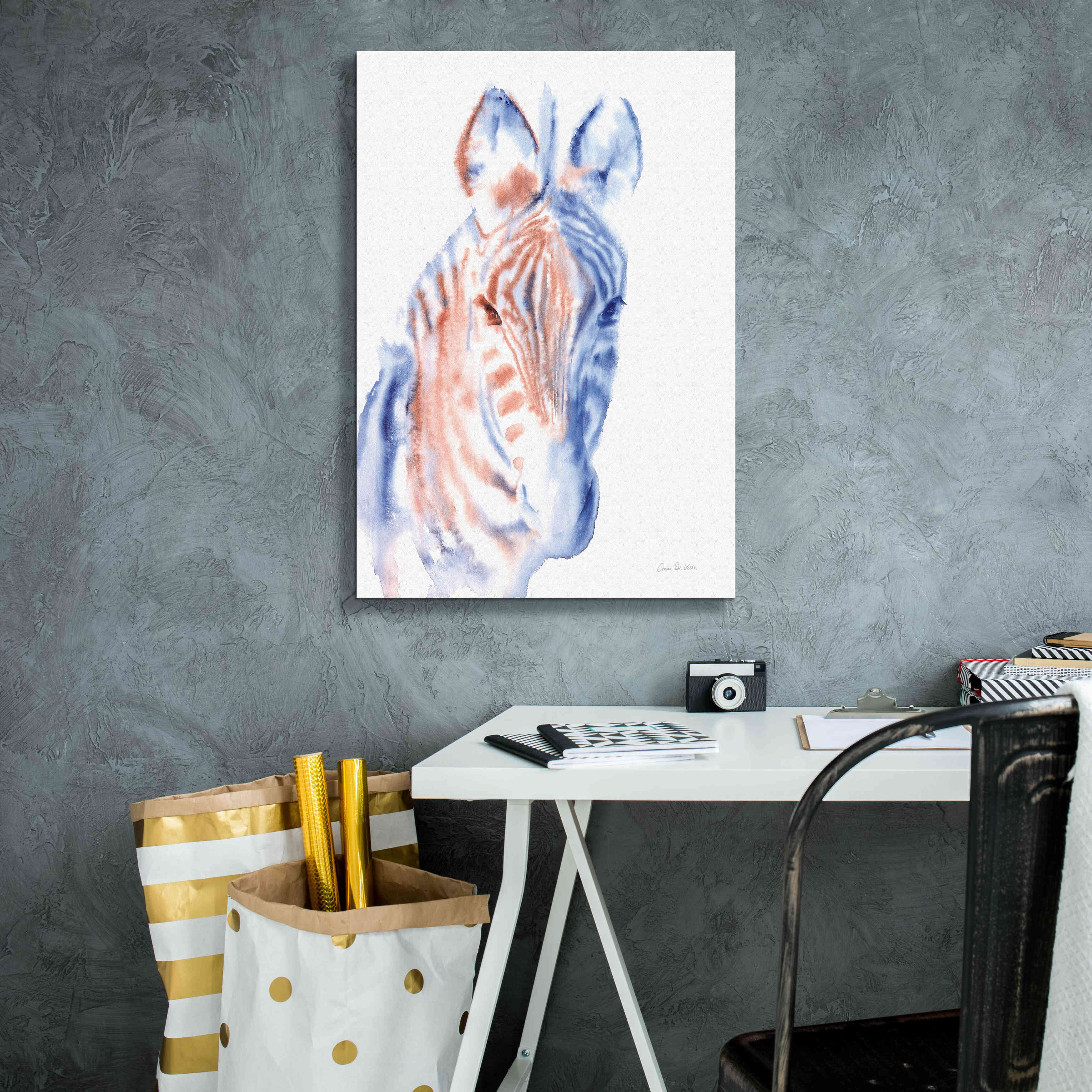 'Copper And Blue Zebra' by Alan Majchrowicz, Giclee Canvas Wall Art,18x26