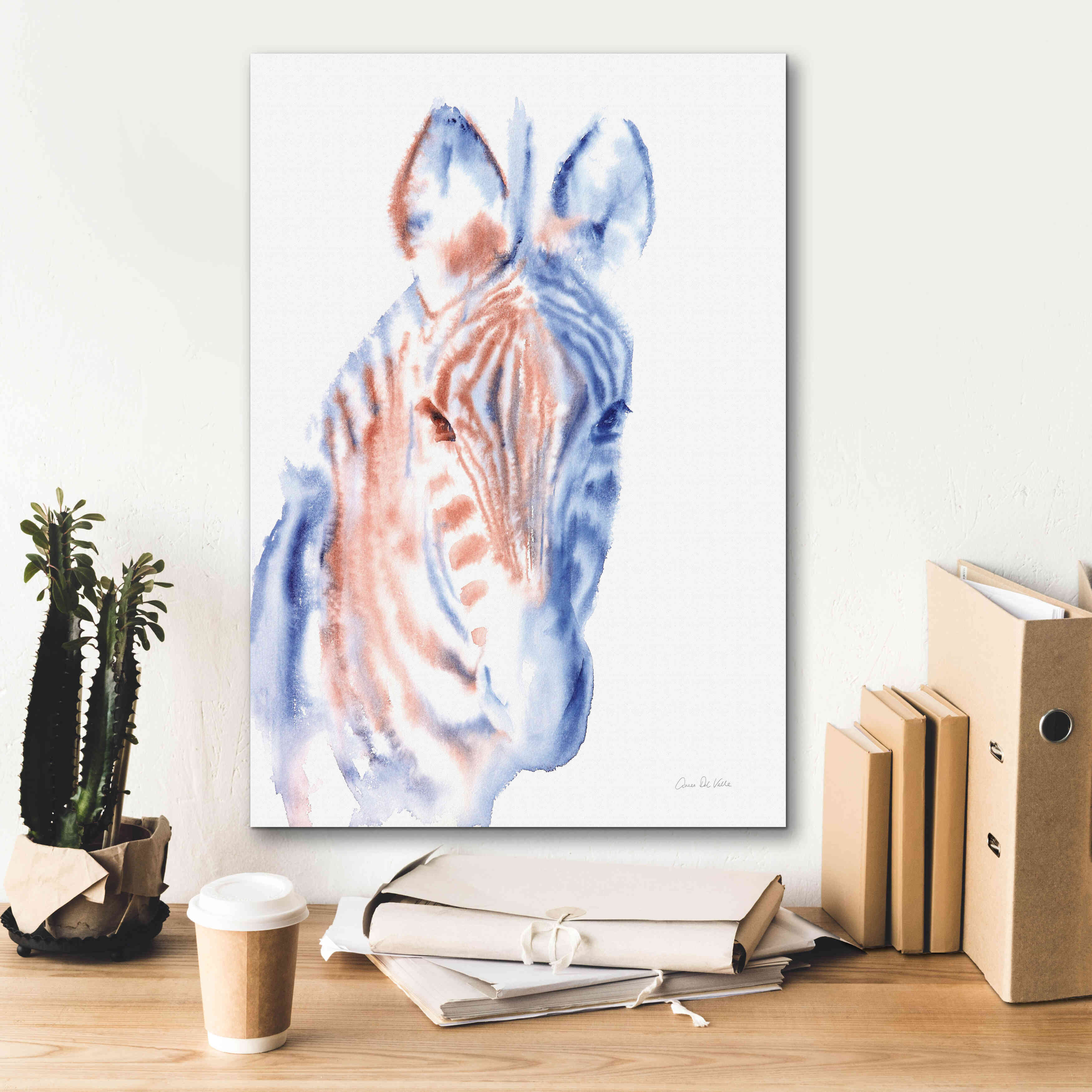 'Copper And Blue Zebra' by Alan Majchrowicz, Giclee Canvas Wall Art,18x26