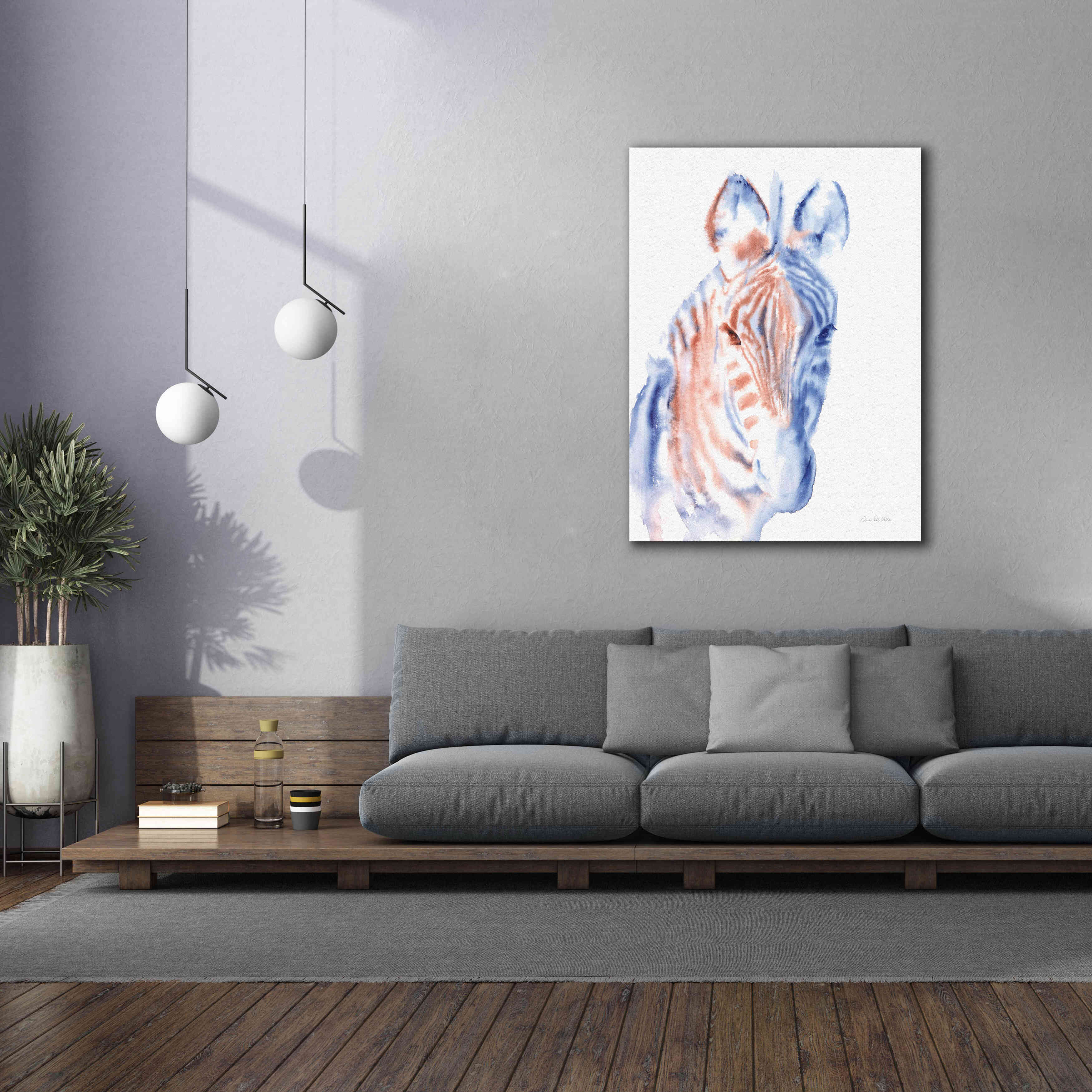 'Copper And Blue Zebra' by Alan Majchrowicz, Giclee Canvas Wall Art,40x54