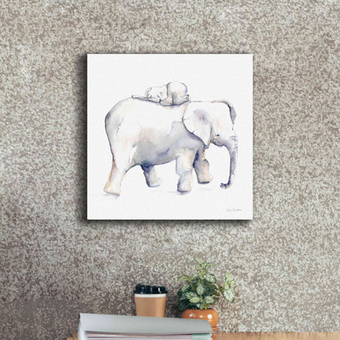 'Baby Elephant Love III' by Alan Majchrowicz, Giclee Canvas Wall Art,18x18