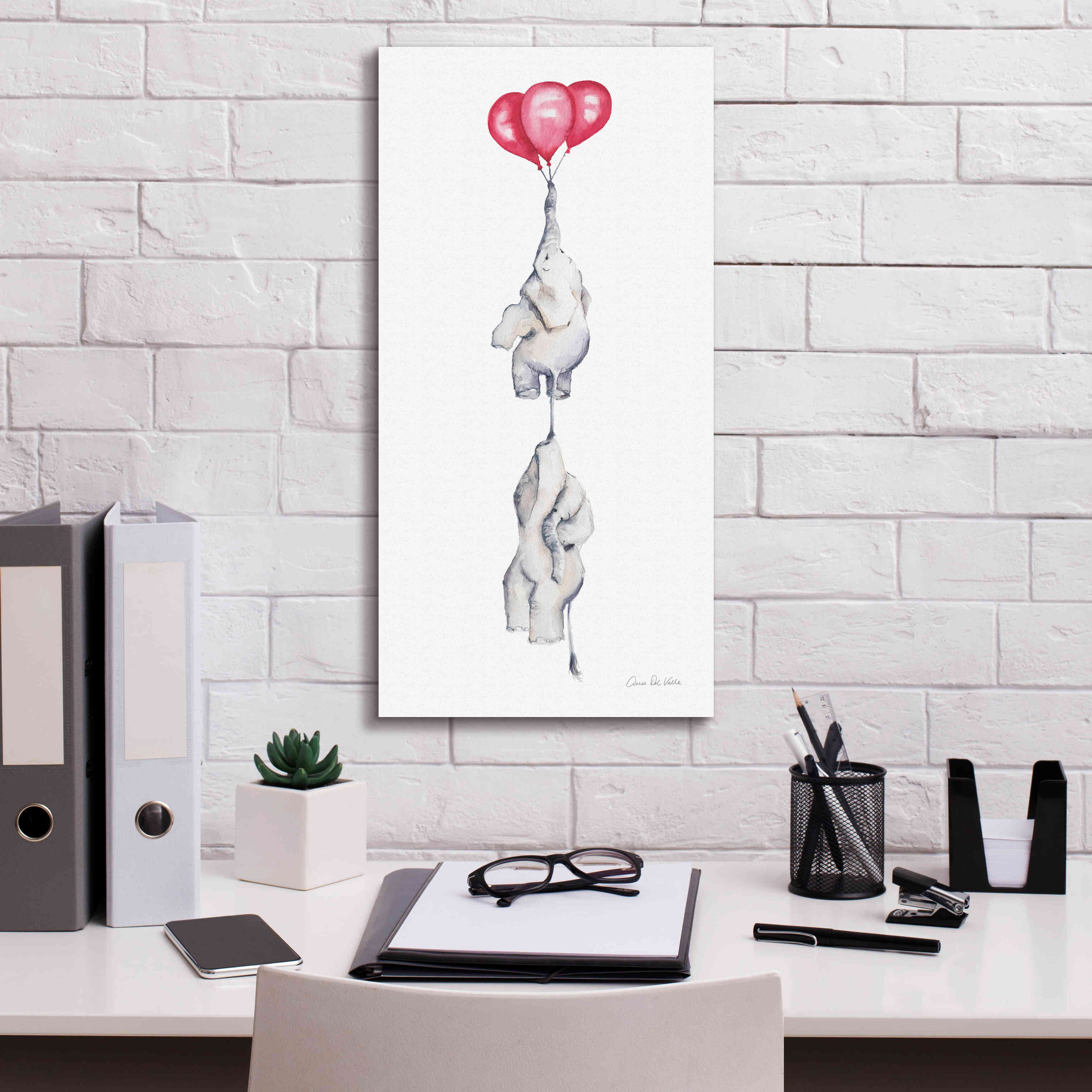 'Baby Elephant Love IV' by Alan Majchrowicz, Giclee Canvas Wall Art,12x24