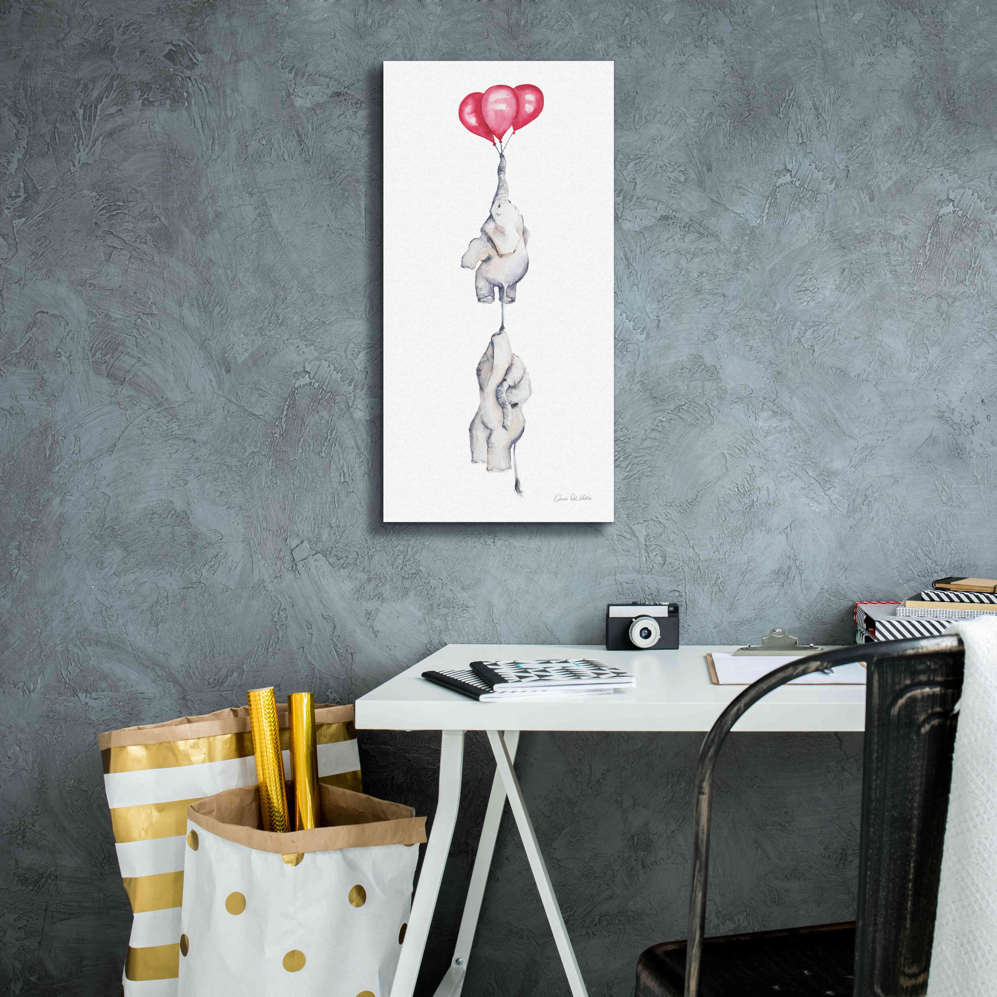 'Baby Elephant Love IV' by Alan Majchrowicz, Giclee Canvas Wall Art,12x24