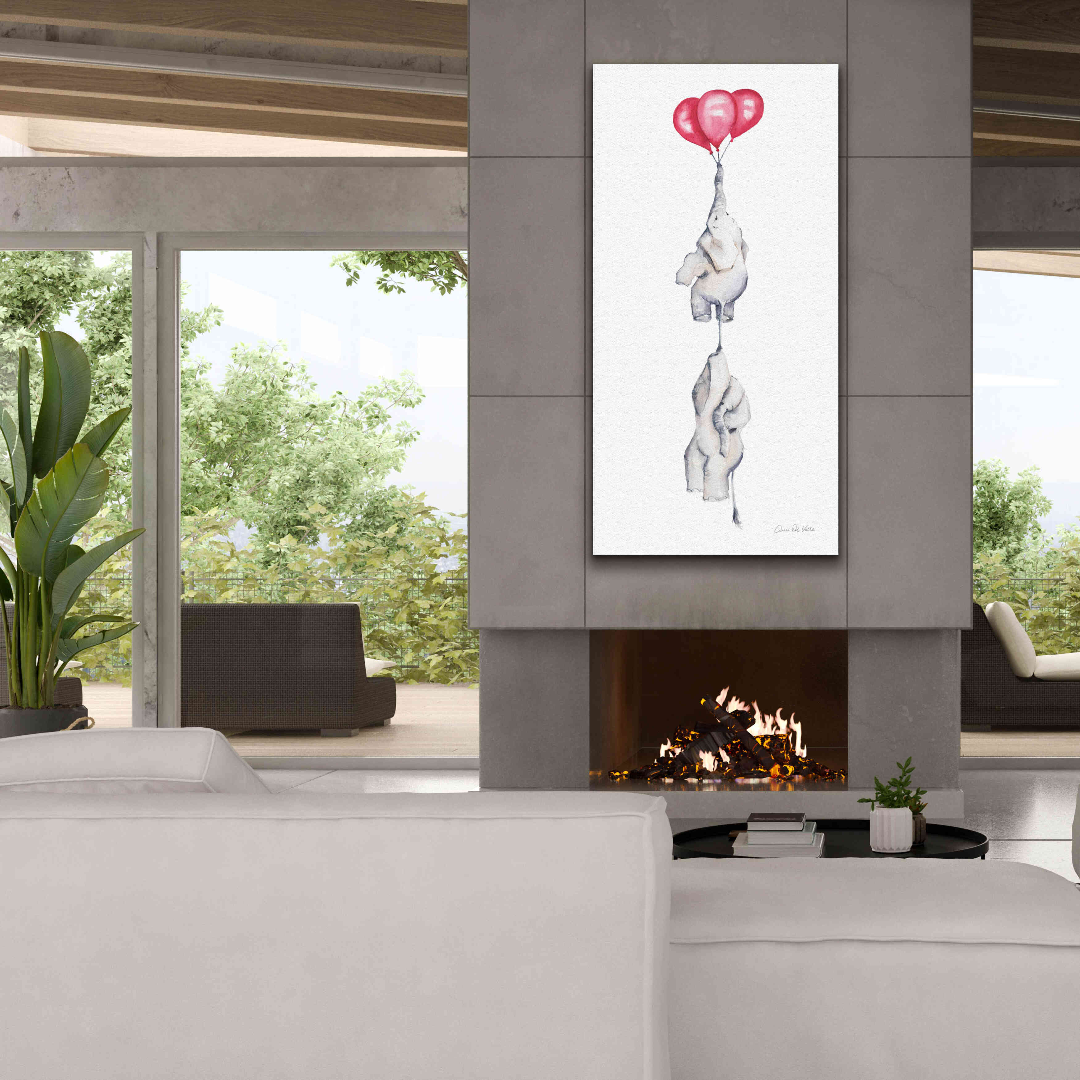 'Baby Elephant Love IV' by Alan Majchrowicz, Giclee Canvas Wall Art,30x60