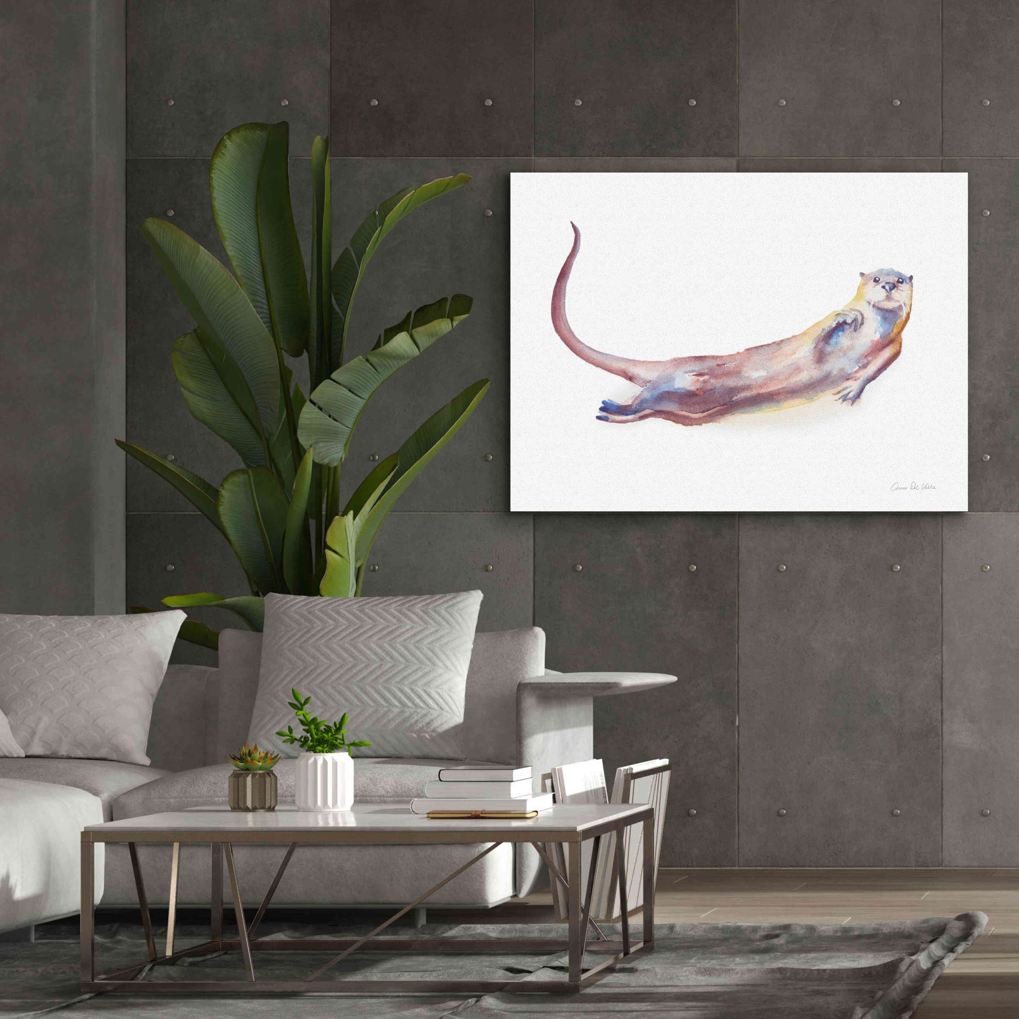 'Swimming Otter I' by Alan Majchrowicz, Giclee Canvas Wall Art,54x40