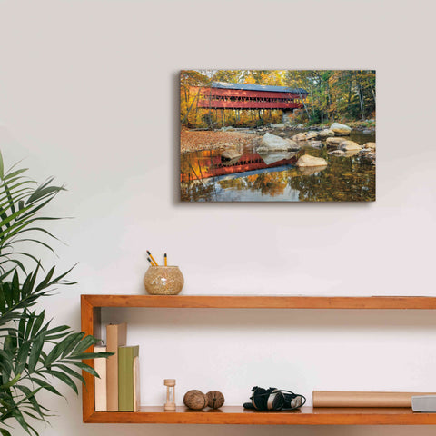 Image of 'Swift River Covered Bridge' by Alan Majchrowicz, Giclee Canvas Wall Art,18x12