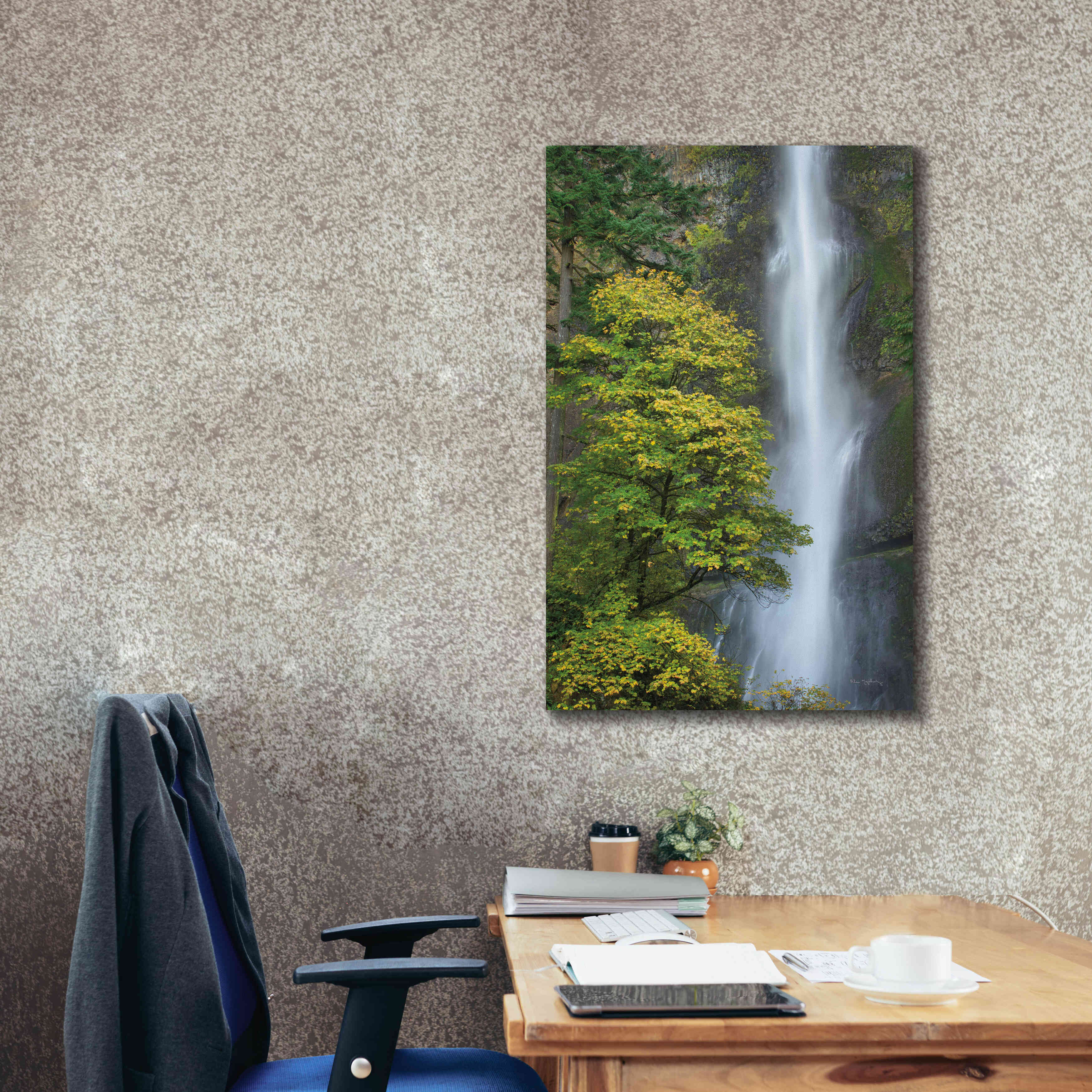 'Multnomah Falls color' by Alan Majchrowicz,Giclee Canvas Wall Art,26x40