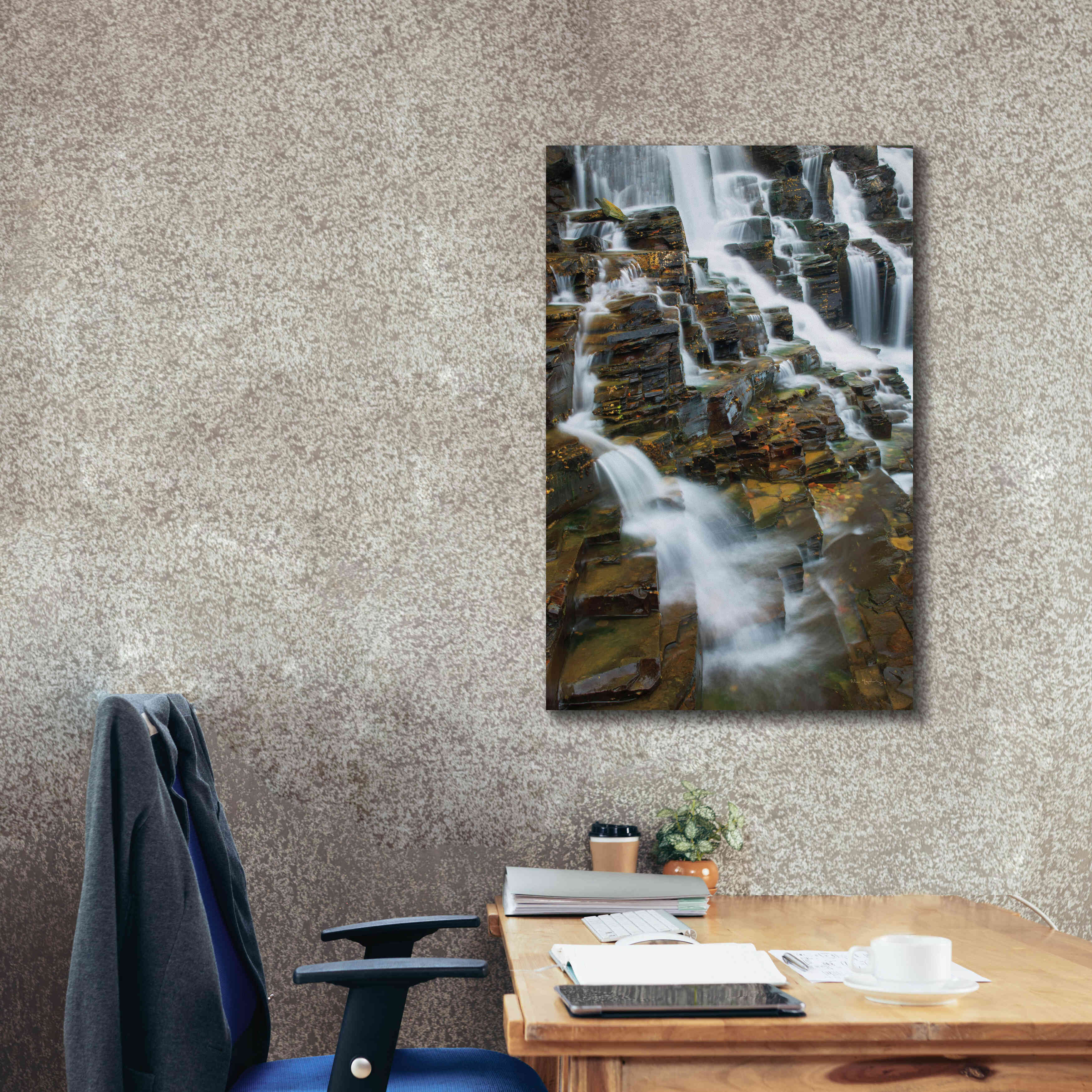 'Falls on McDonald Creek color' by Alan Majchrowicz,Giclee Canvas Wall Art,26x40