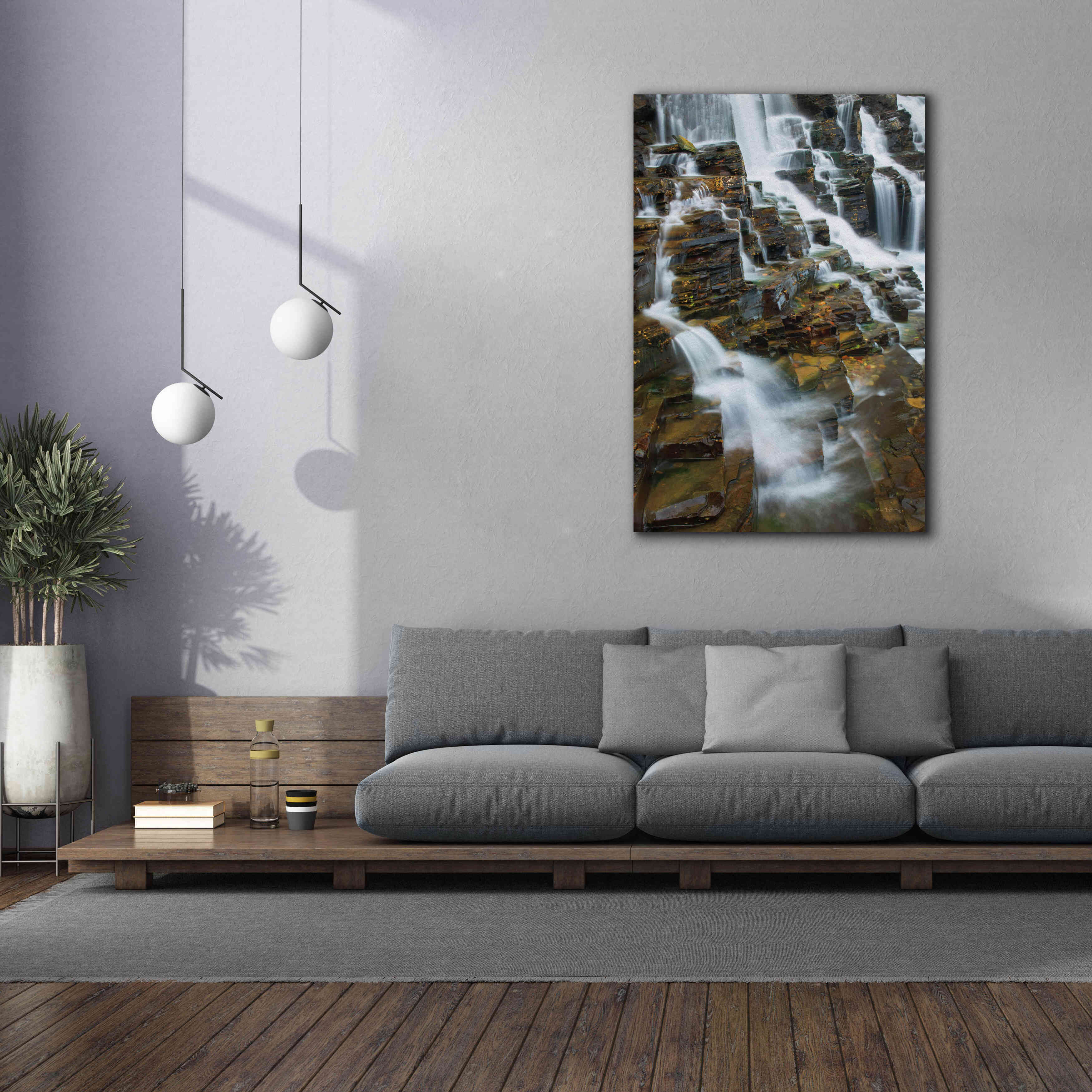 'Falls on McDonald Creek color' by Alan Majchrowicz,Giclee Canvas Wall Art,40x60