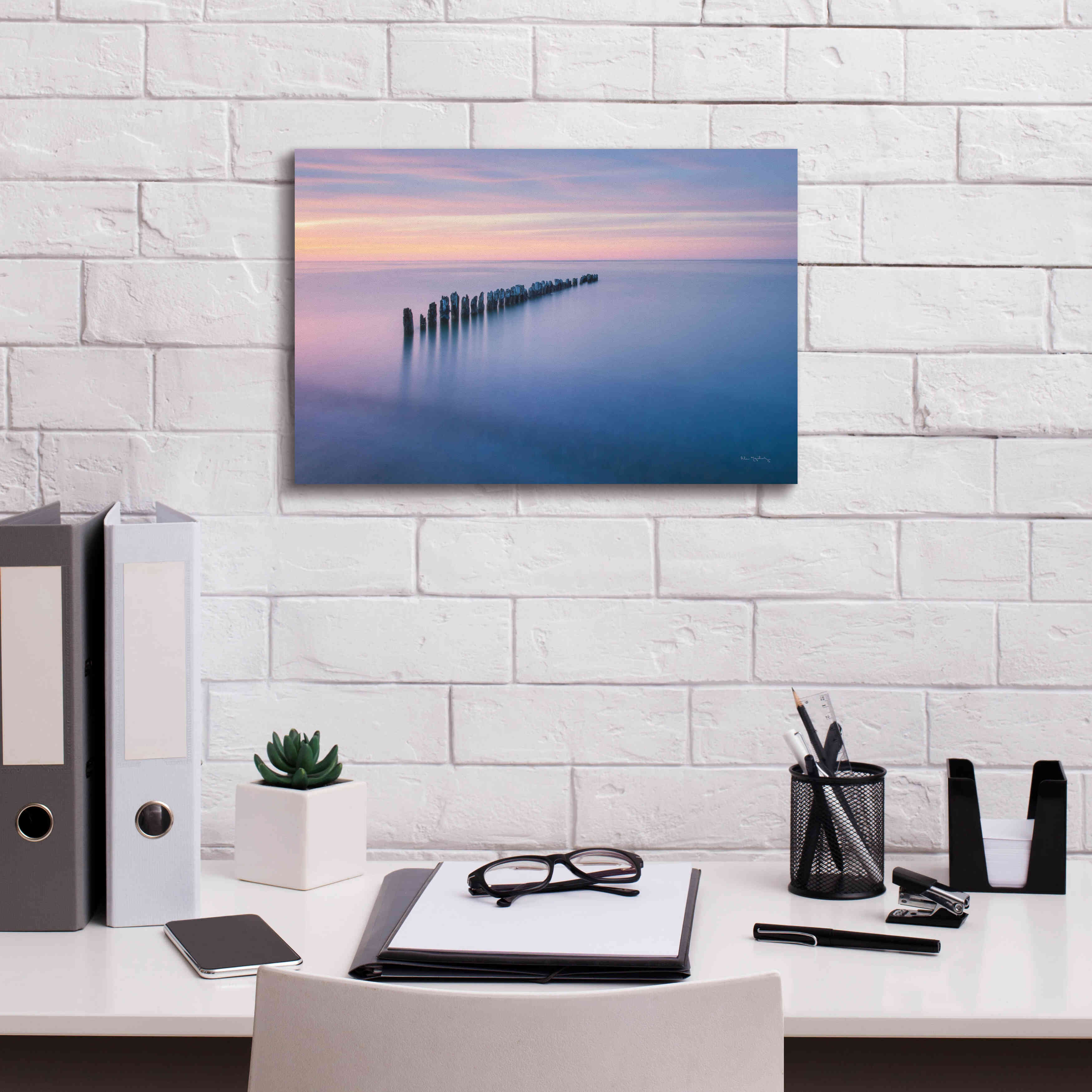 'Lake Superior Old Pier IV' by Alan Majchrowicz,Giclee Canvas Wall Art,18x12