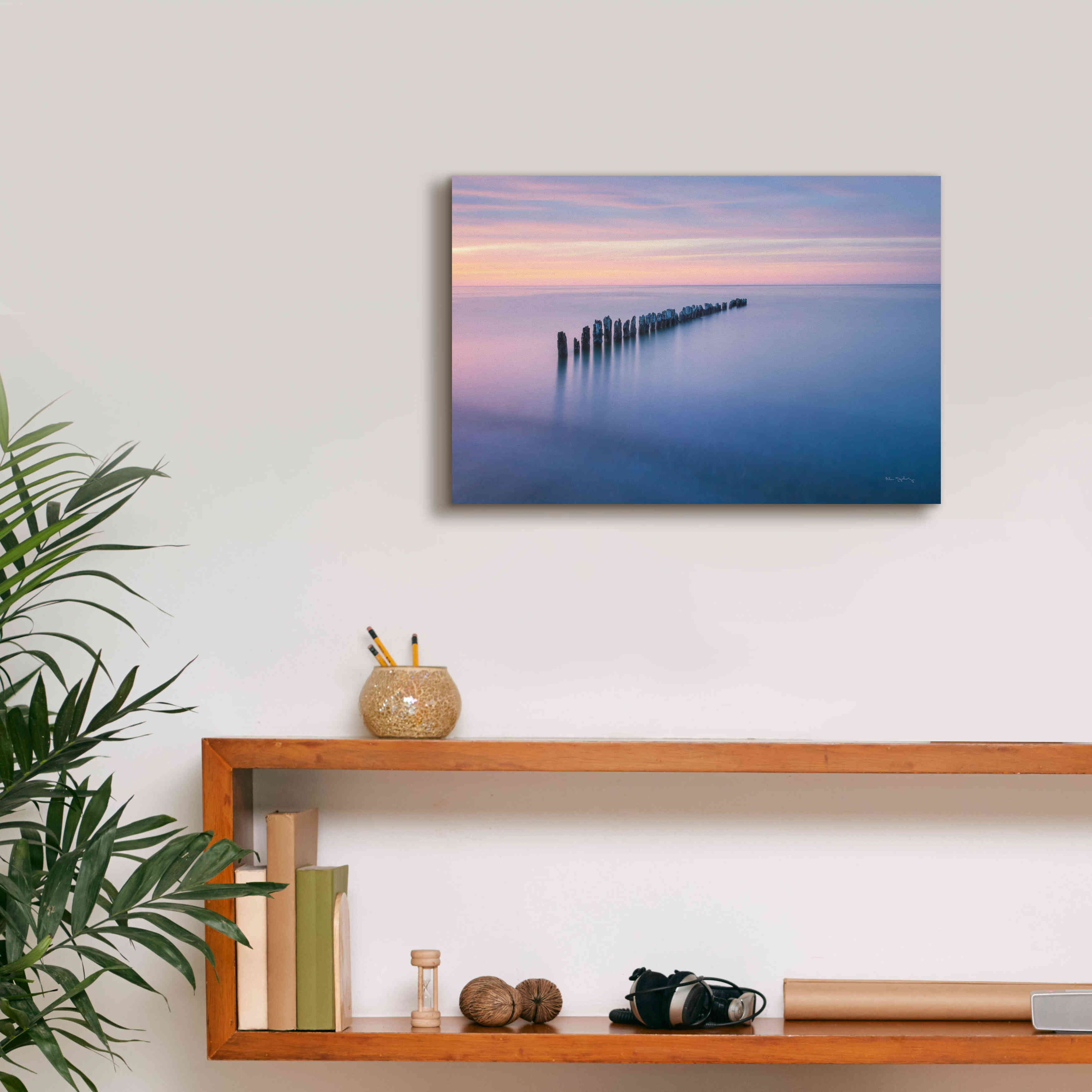 'Lake Superior Old Pier IV' by Alan Majchrowicz,Giclee Canvas Wall Art,18x12
