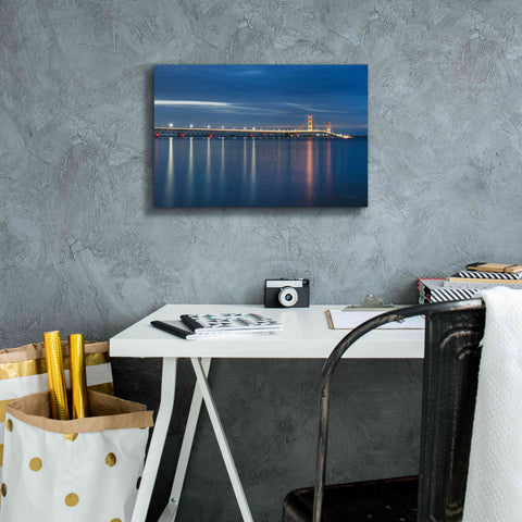 Image of 'Mackinac Bridge' by Alan Majchrowicz,Giclee Canvas Wall Art,18x12