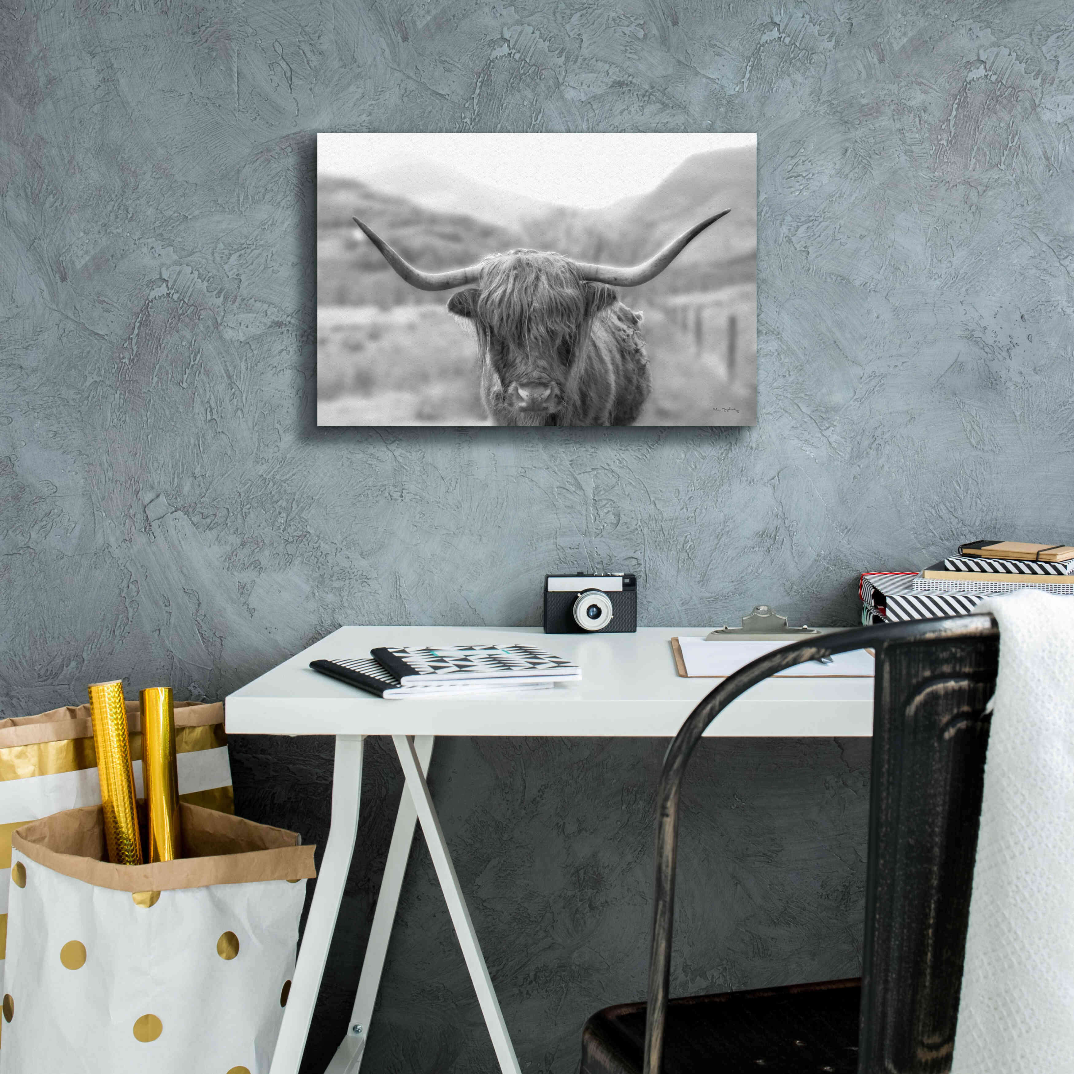 'Scottish Highland Cattle III Neutral Crop' by Alan Majchrowicz,Giclee Canvas Wall Art,18x12