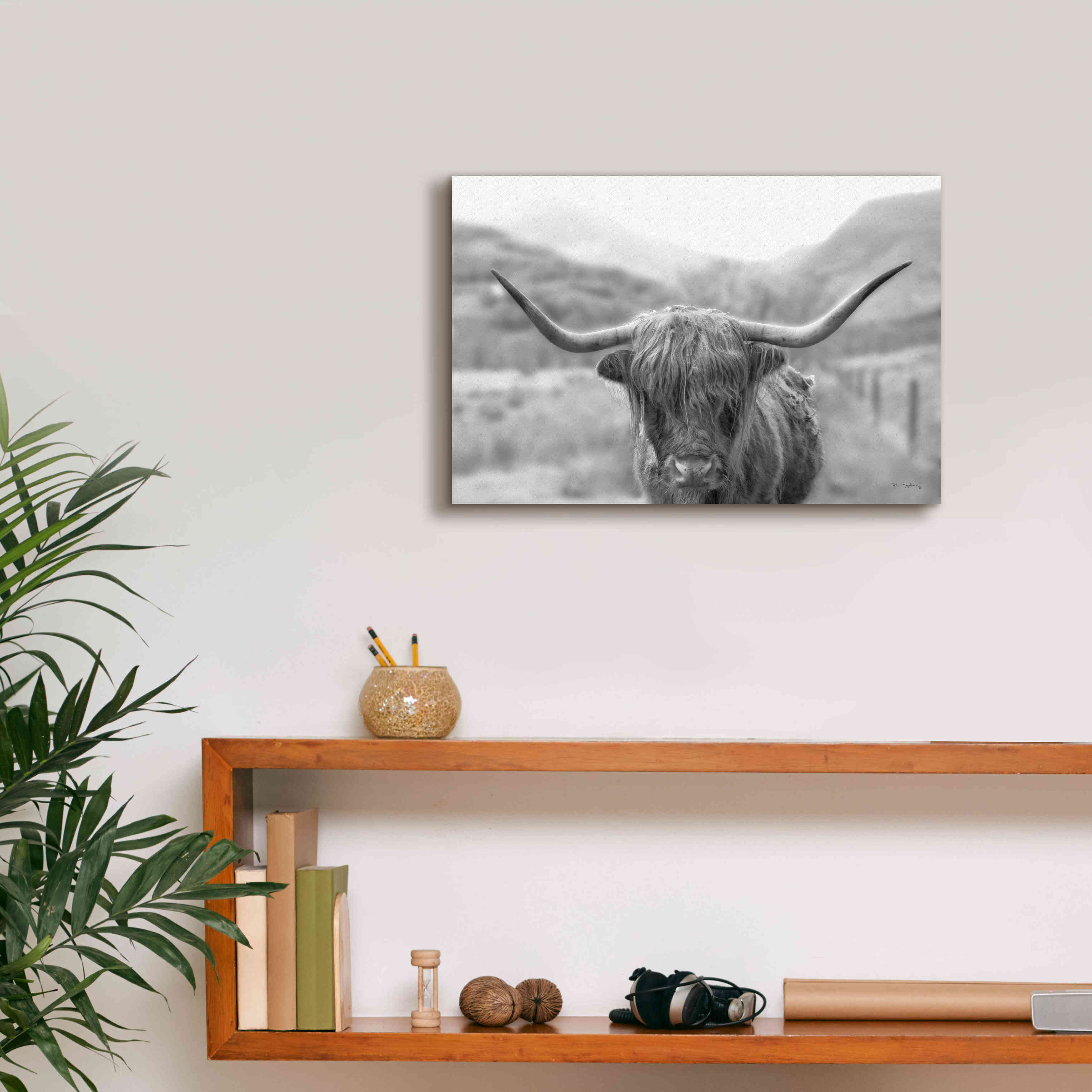 'Scottish Highland Cattle III Neutral Crop' by Alan Majchrowicz,Giclee Canvas Wall Art,18x12