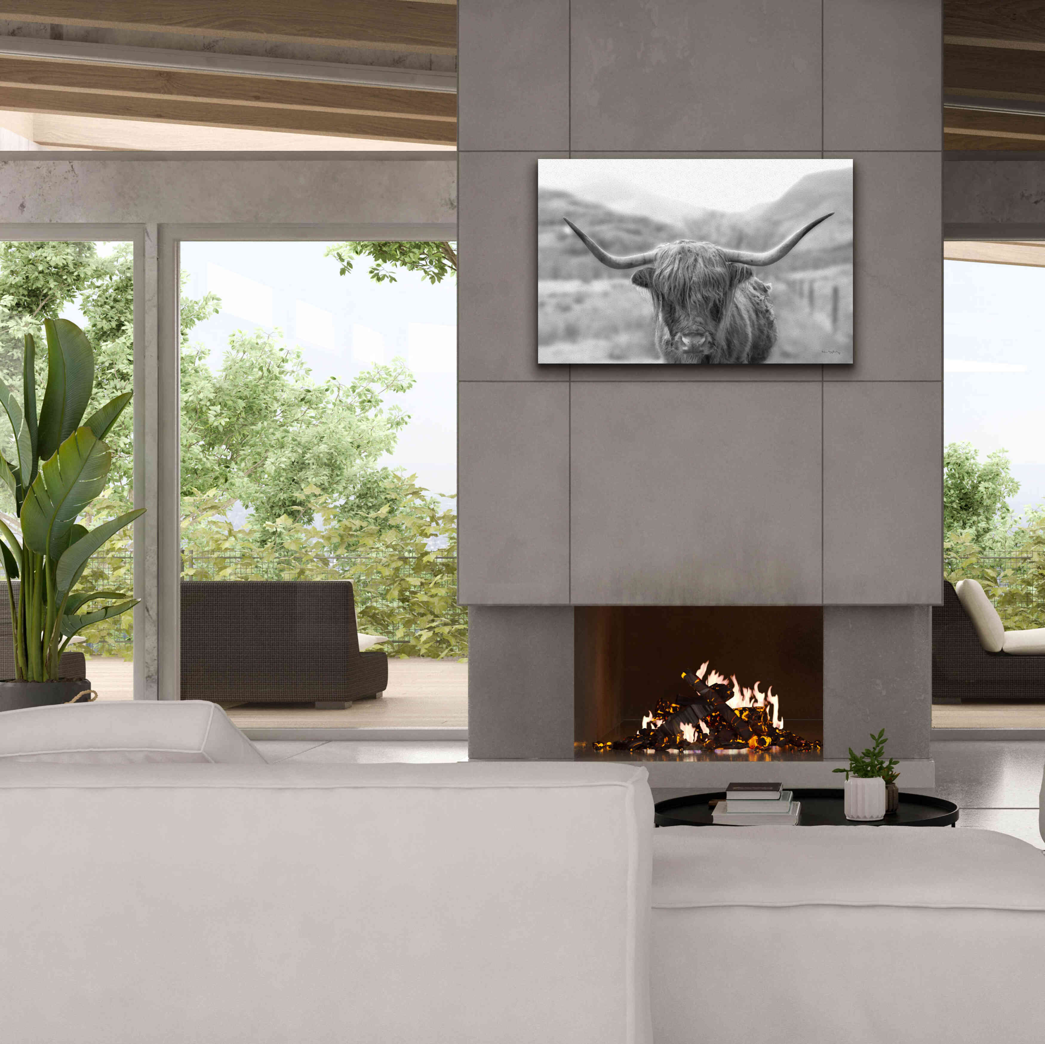 'Scottish Highland Cattle III Neutral Crop' by Alan Majchrowicz,Giclee Canvas Wall Art,40x26